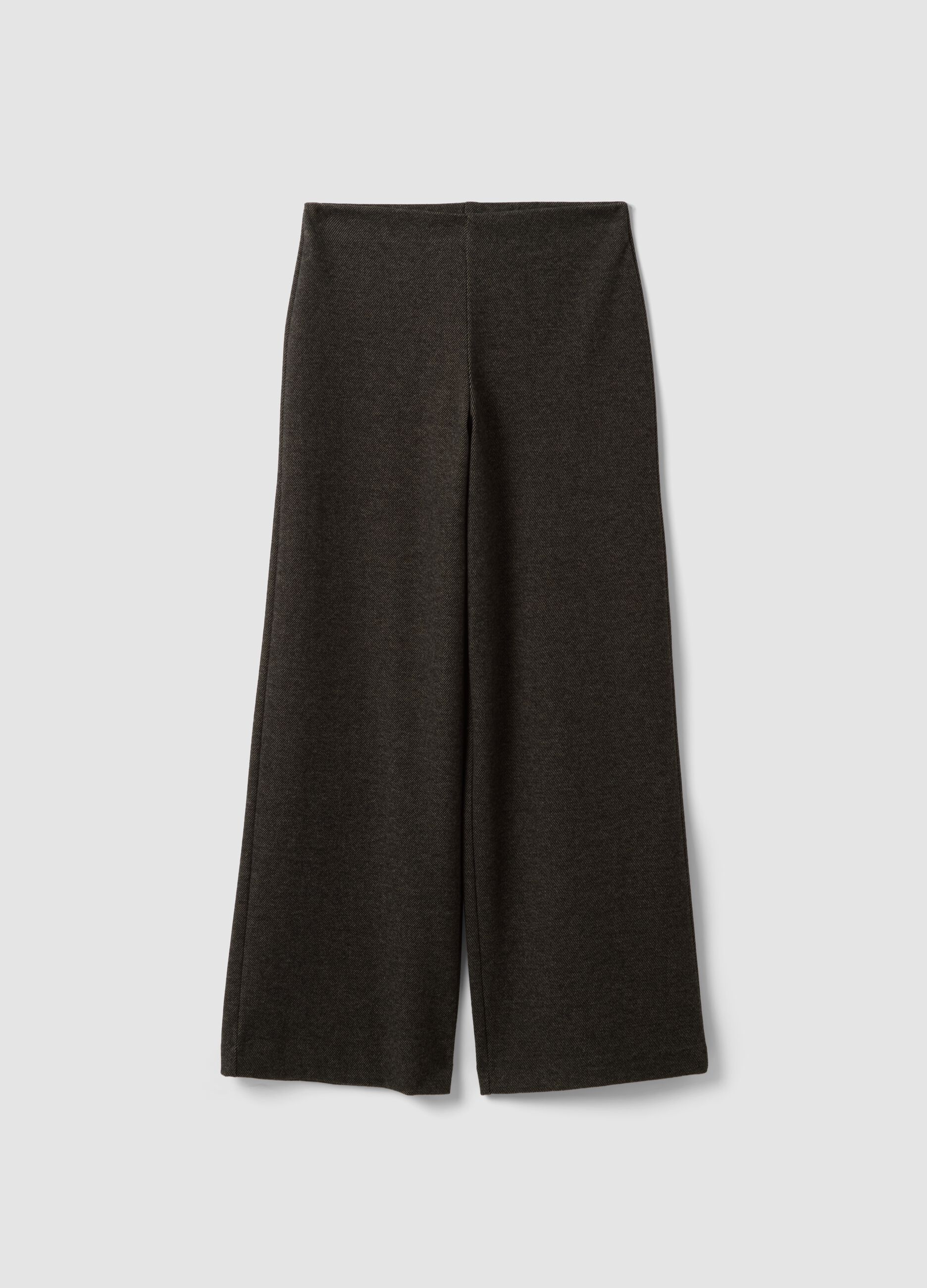 Brown wide-leg trousers in stretch viscose