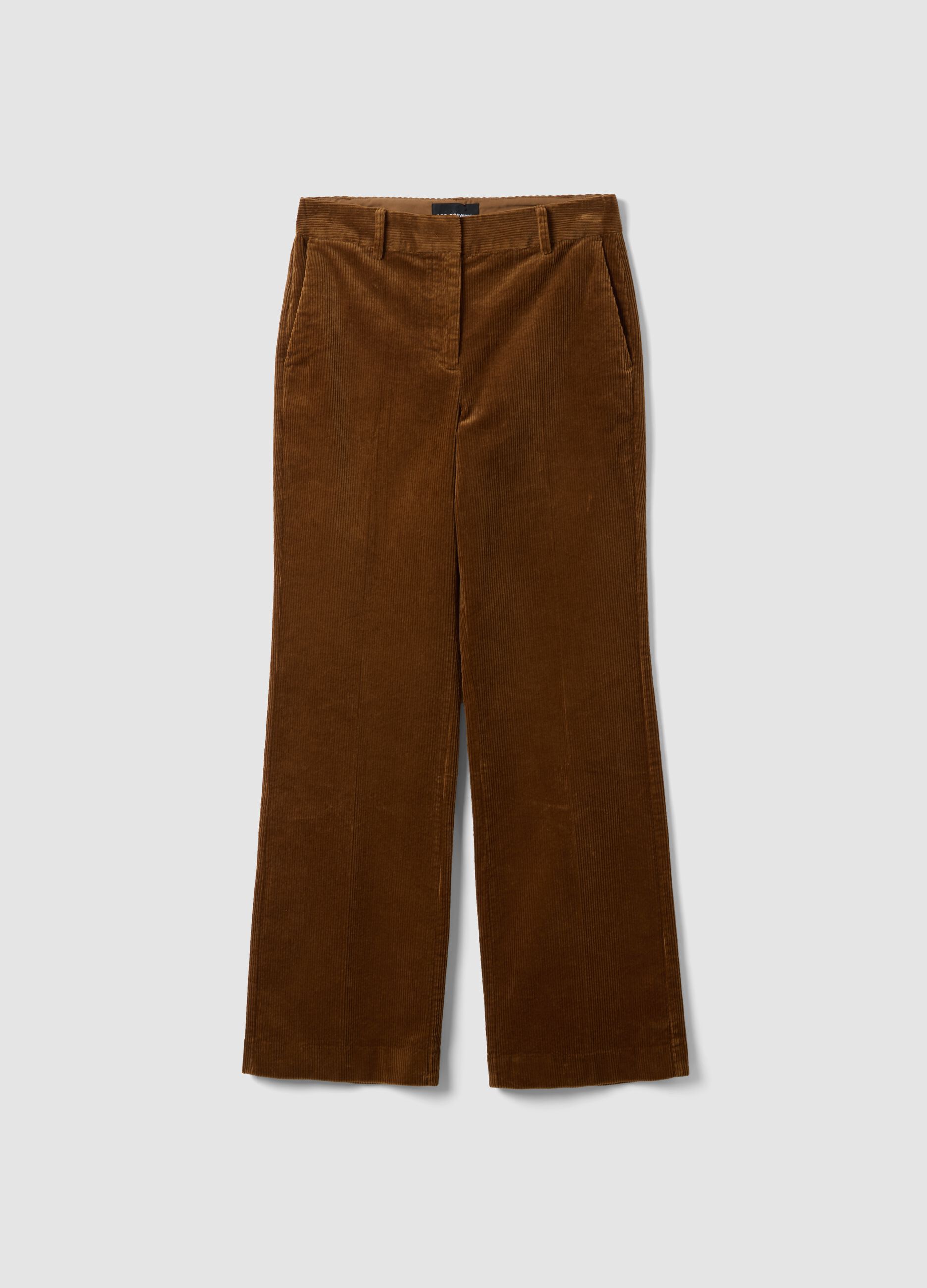 Brown flared ribbed stretch-cotton trousers