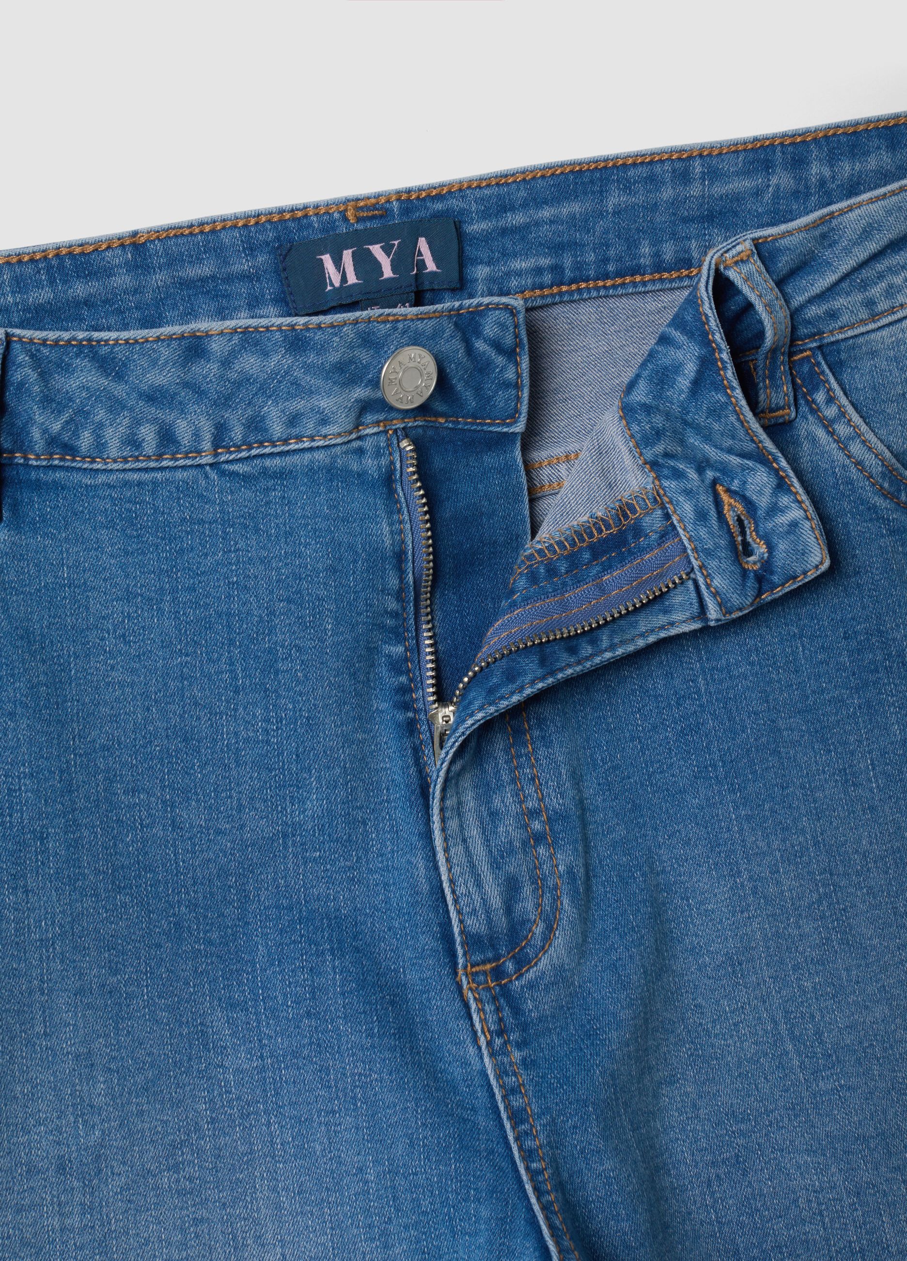 Blue denim slim-fit stretch cotton jeans