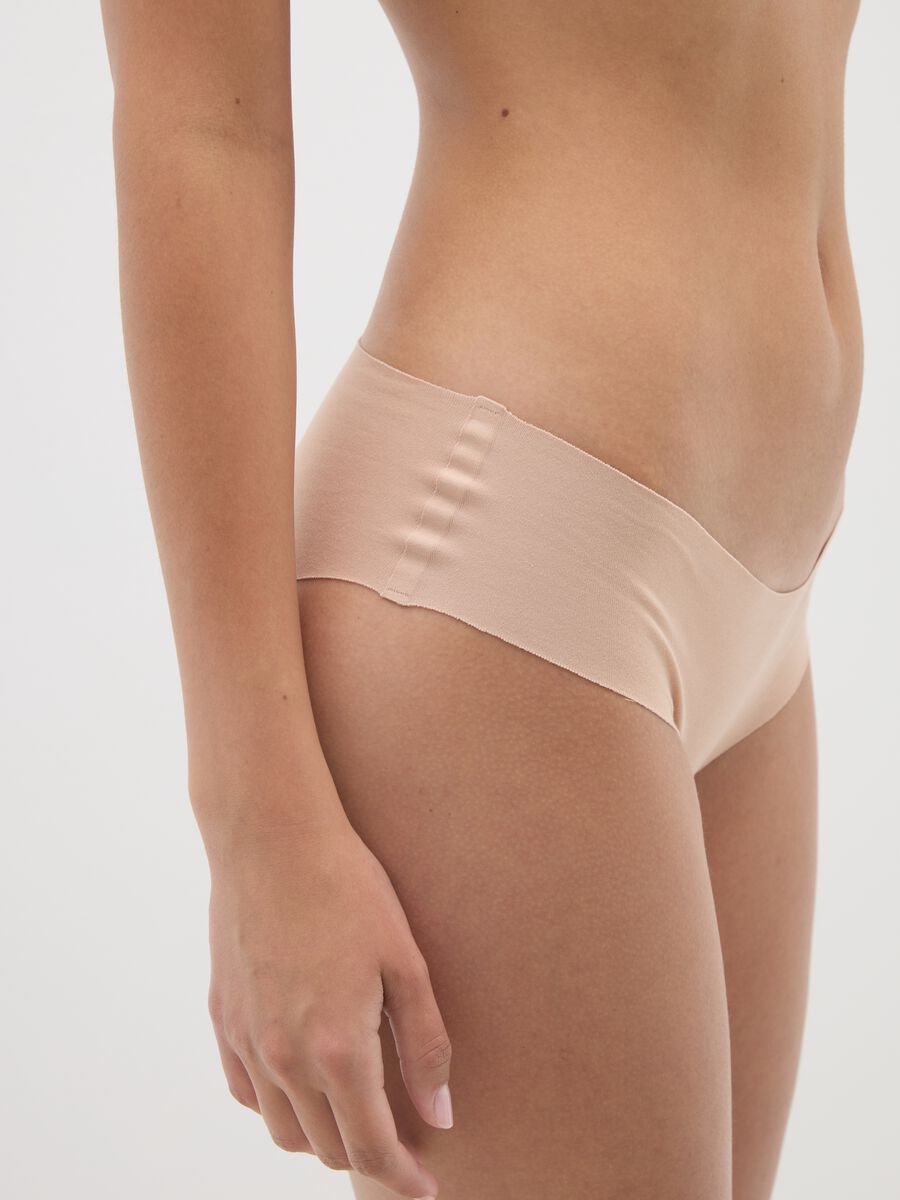 Beige regular fit stretch cotton briefs_3