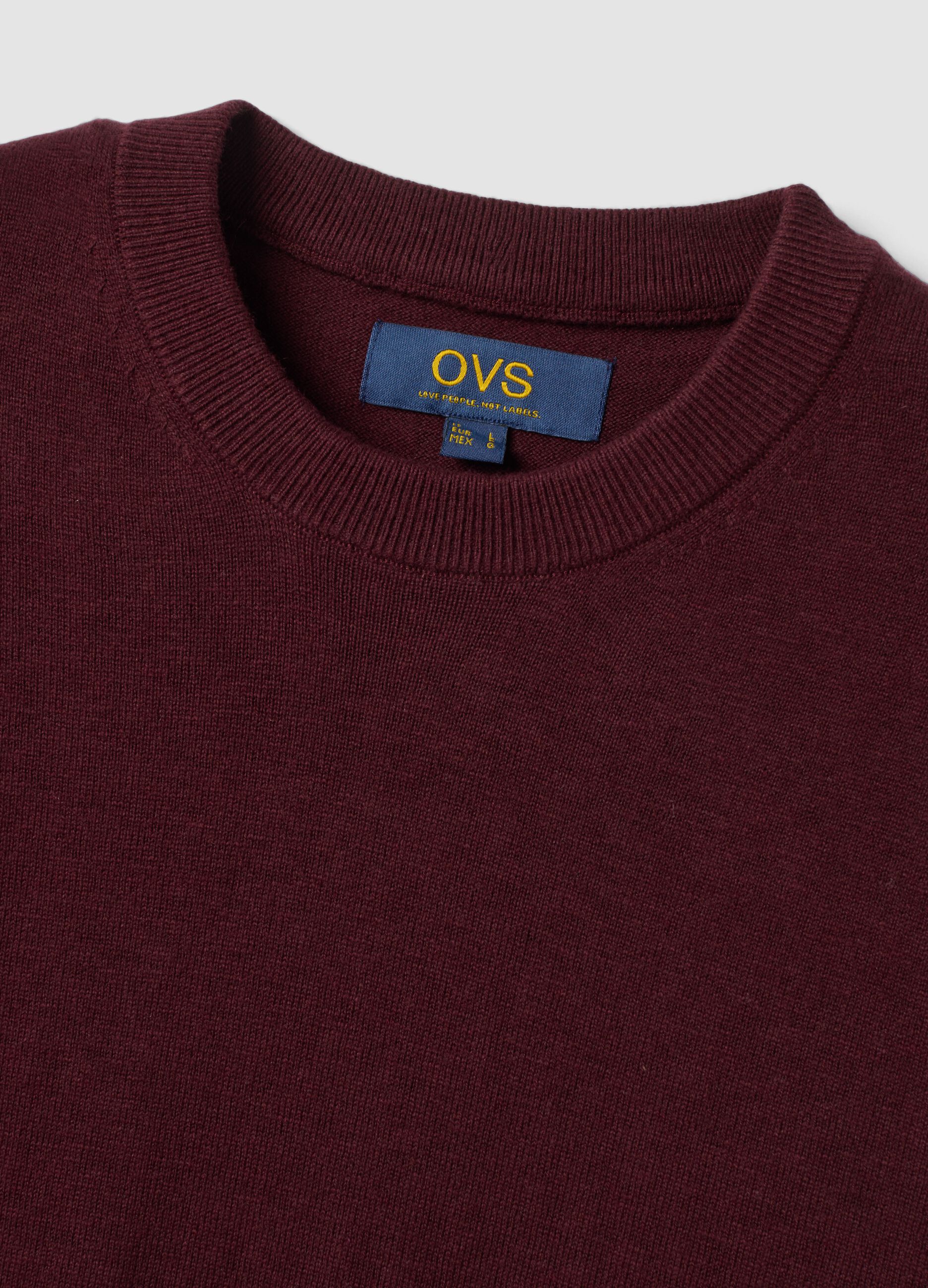 Red cotton and cashmere-blend crew-neck jumper