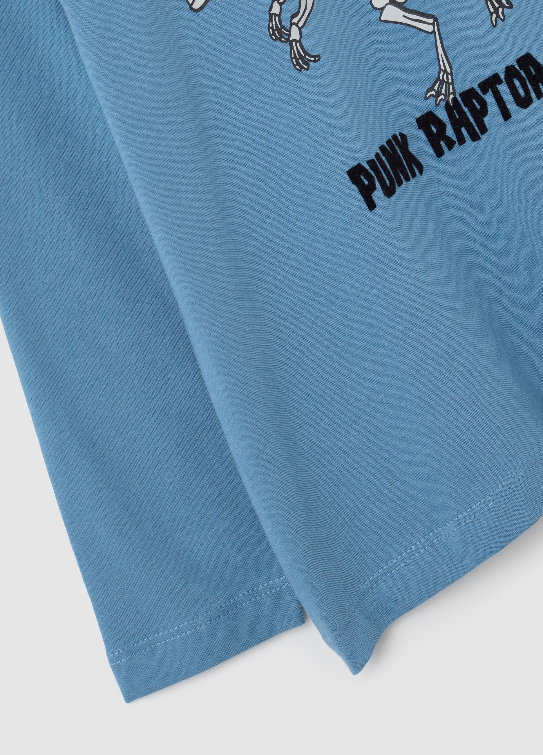 Children's blue cotton T-shirt, regular fit with print