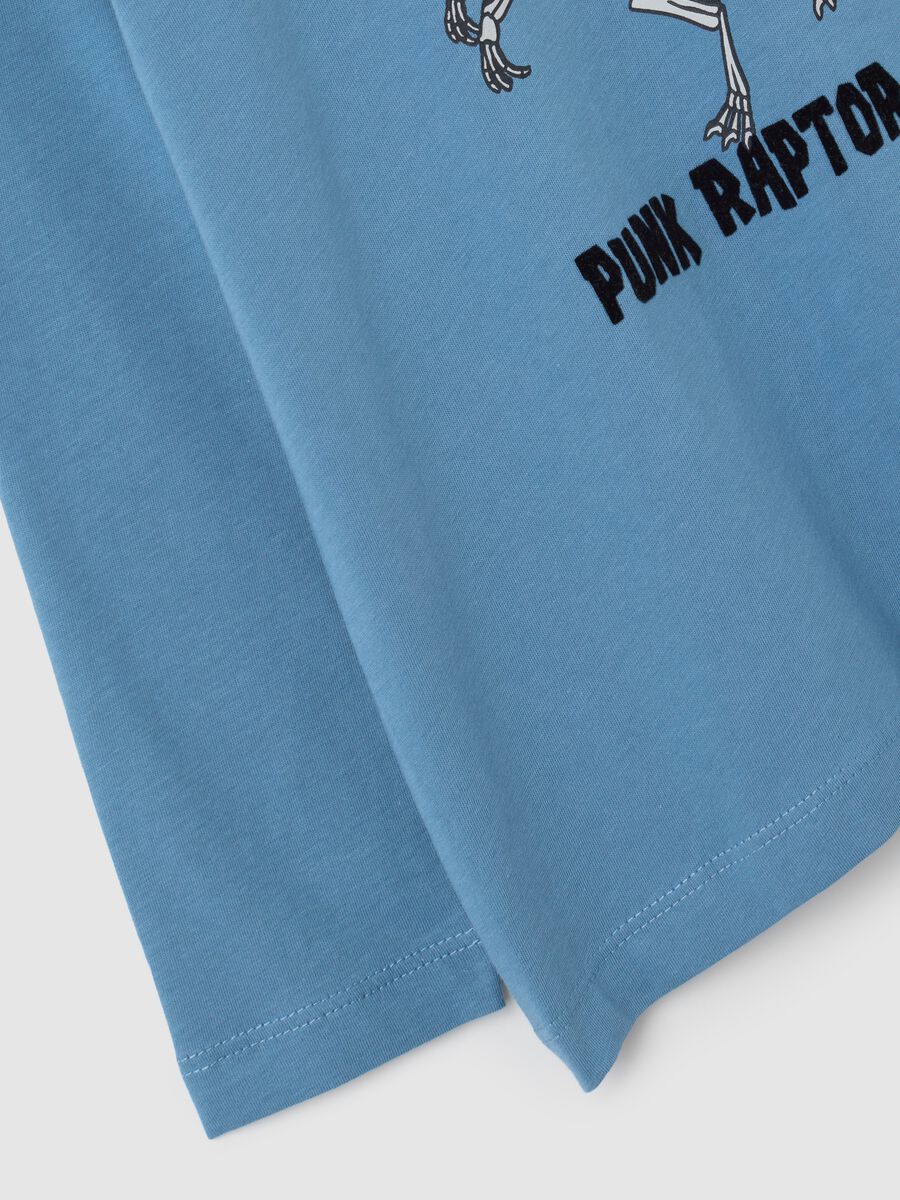 Children's blue cotton T-shirt, regular fit with print_3