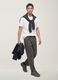 Pantaloni chino grigi in twill di cotone elasticizzato regular tapered fit_0