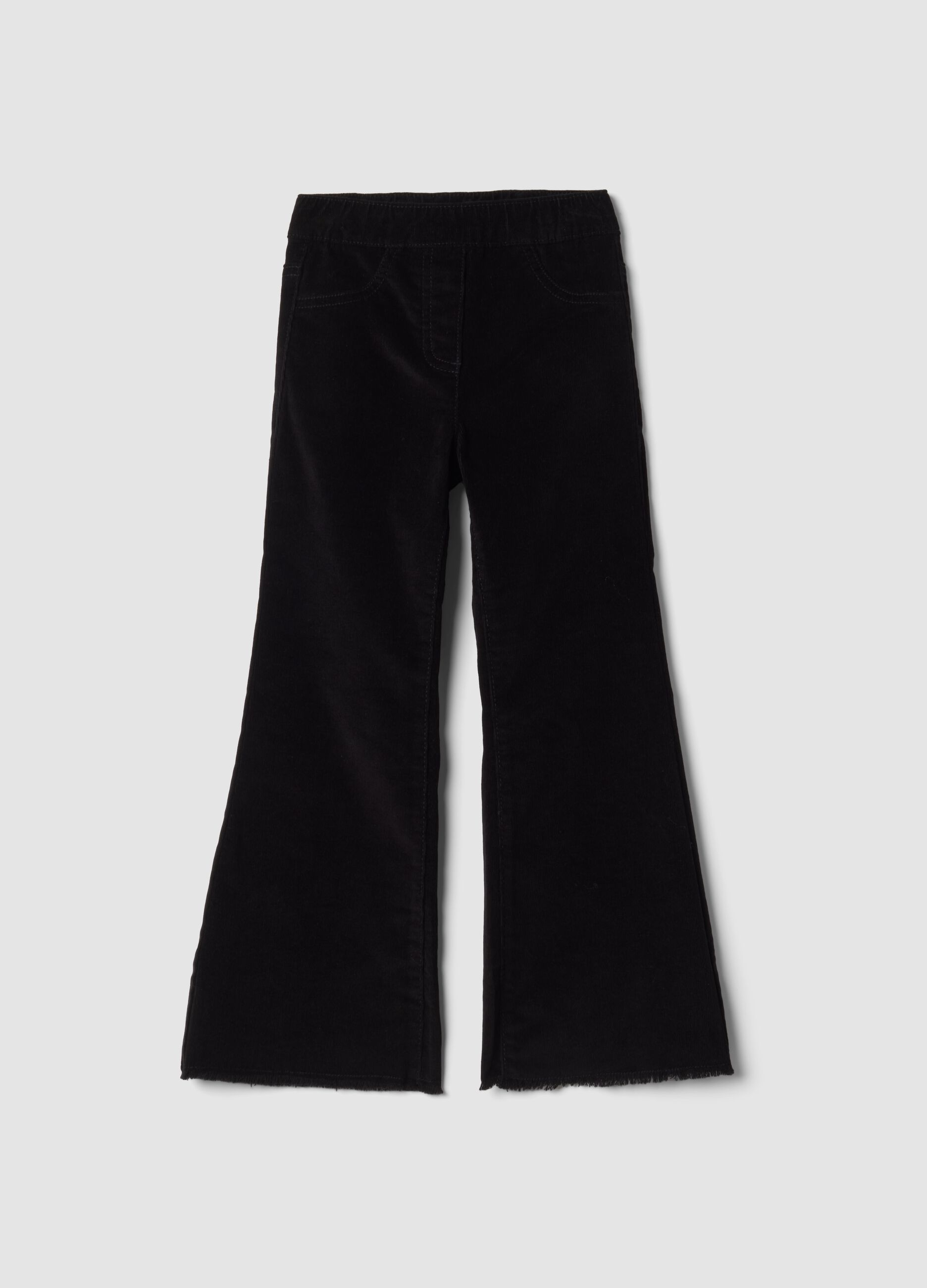 Black cotton-stretch flare treggings