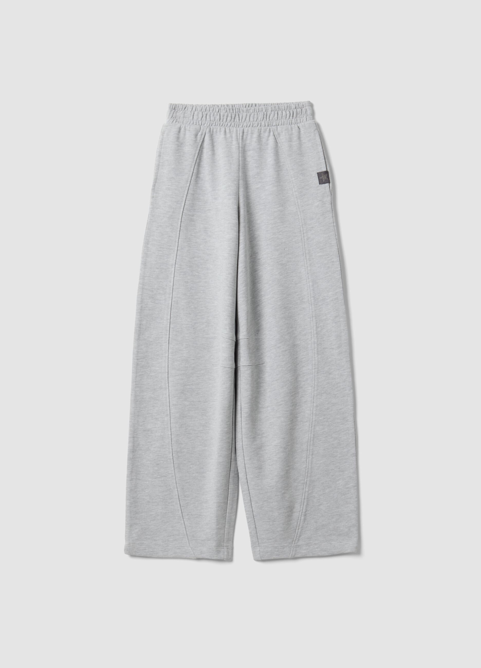 Grey wide-leg trousers in a cotton-viscose blend for girls