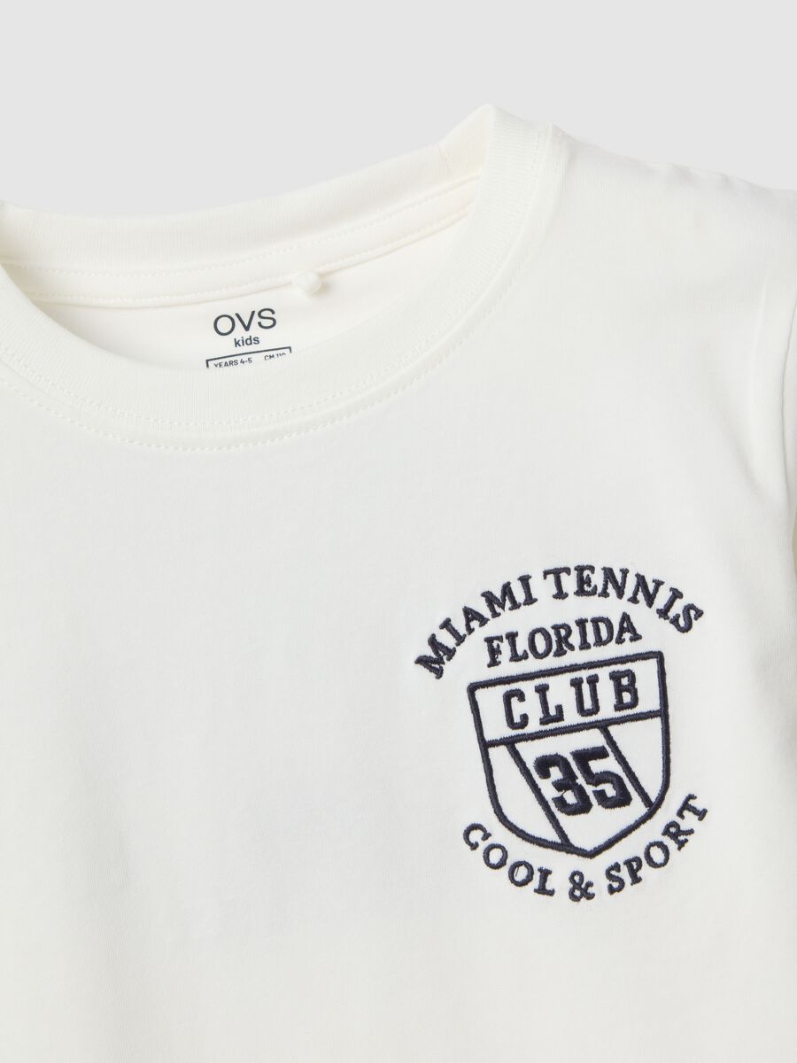 White stretchy cotton oversized fit kids' t-shirt with logo_2