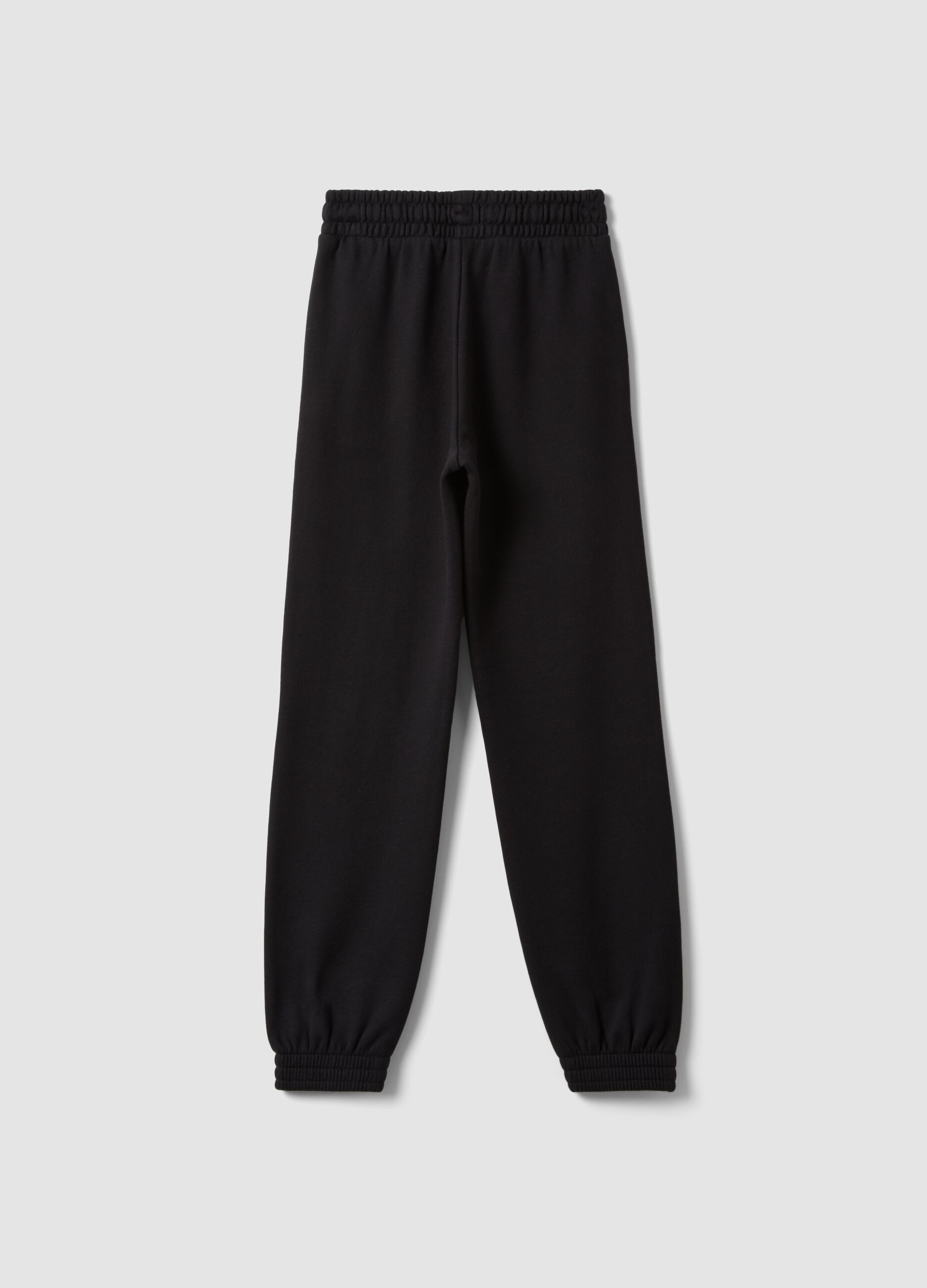 Black regular-fit jogger trousers in 100% organic cotton for girls