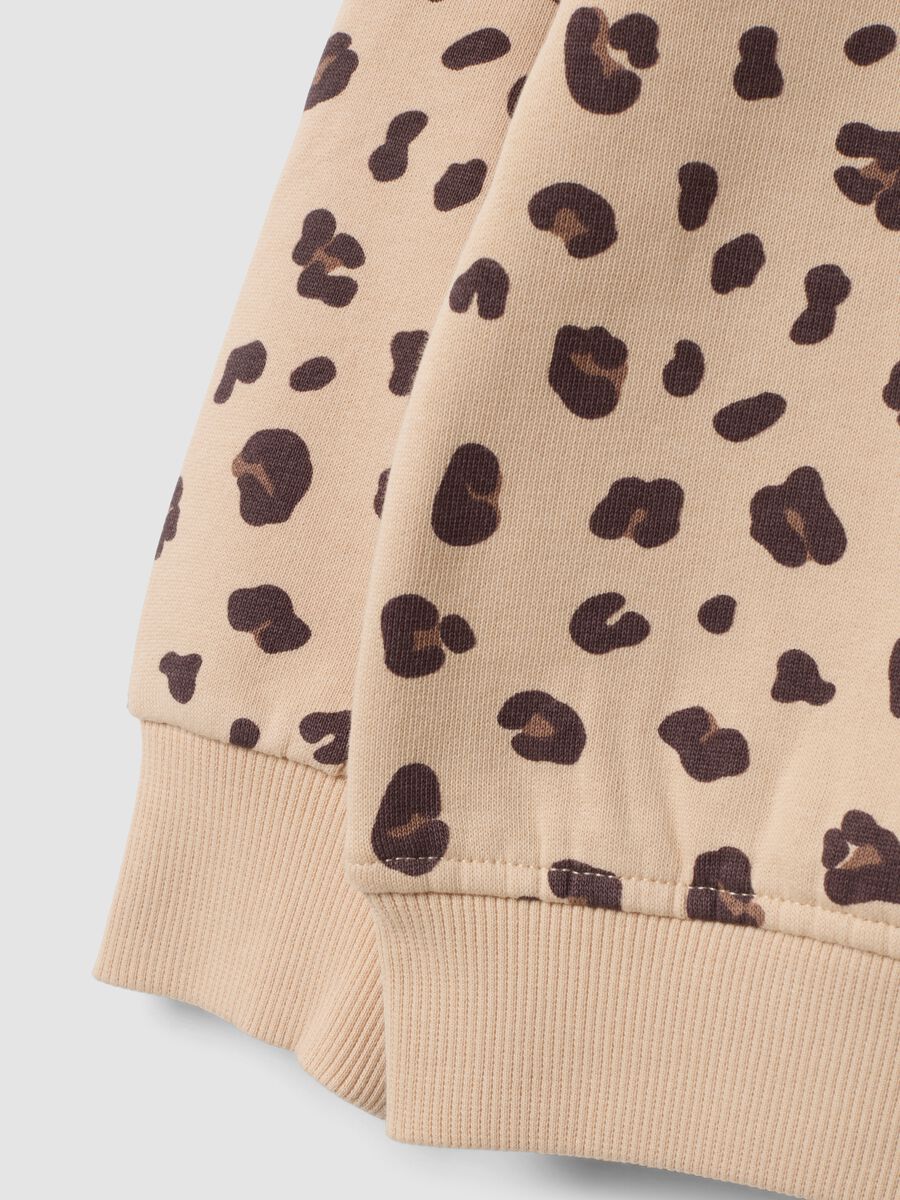 Beige pure cotton crew-neck sweatshirt with animal print_2