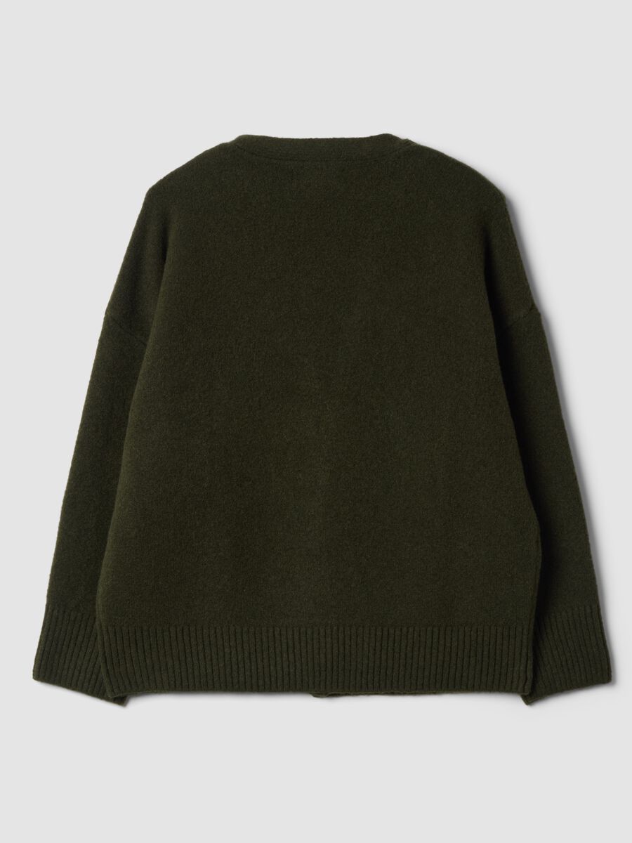 Green stretch-wool cardigan with deep V-neck_2