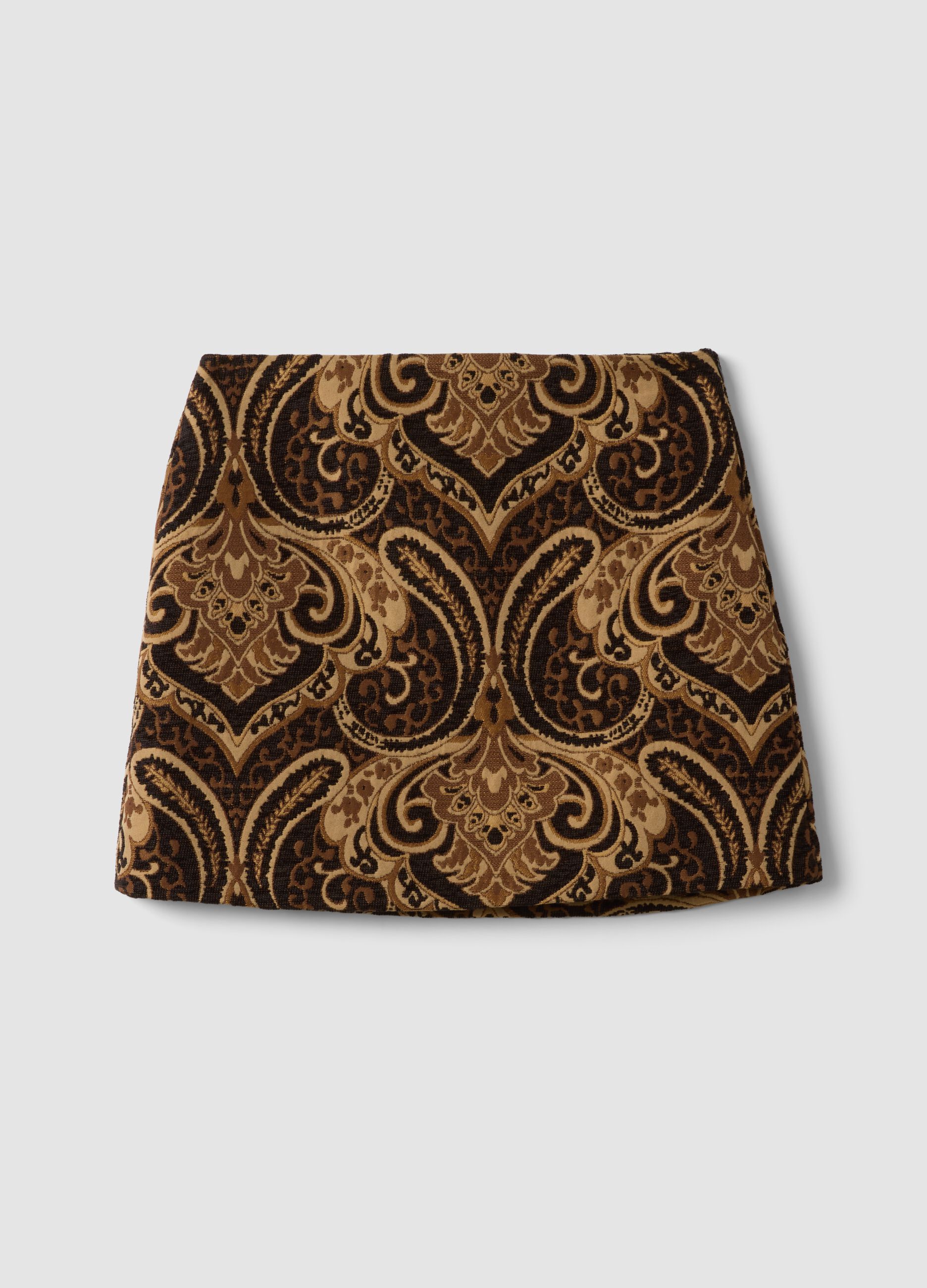Short brown paisley skirt