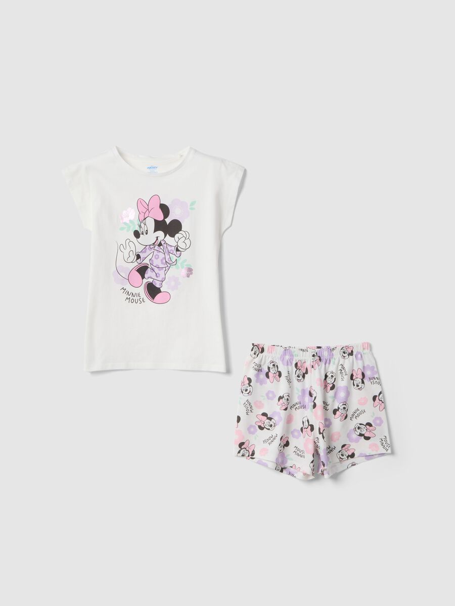 Girls' white pure cotton regular fit pyjamas featuring Minnie_0