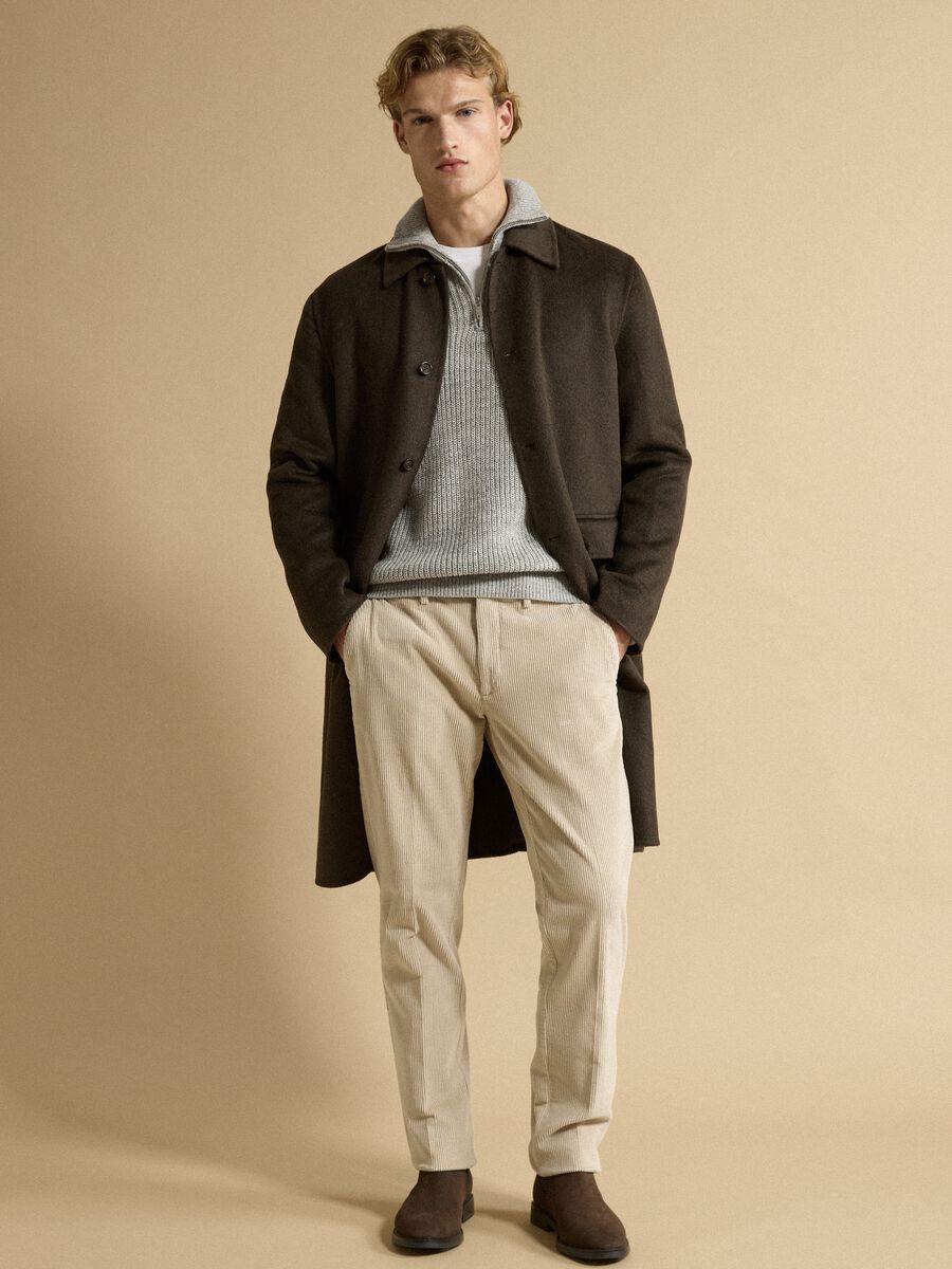 Green wool and viscose blend coat, regular fit_1