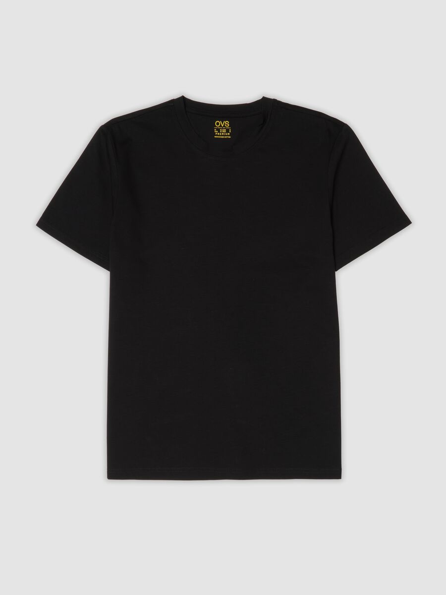 Black crew-neck T-shirt in pure mercerised cotton_0