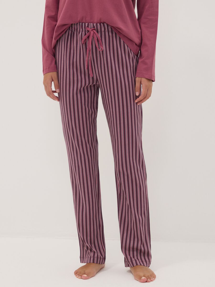 Pink pure organic cotton pyjamas with Henley neckline_2
