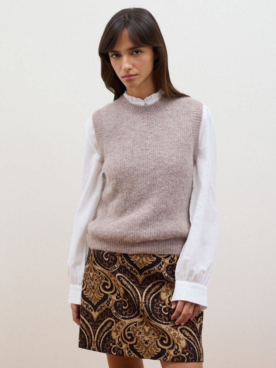 Pink alpaca and stretch wool crew-neck gilet_0