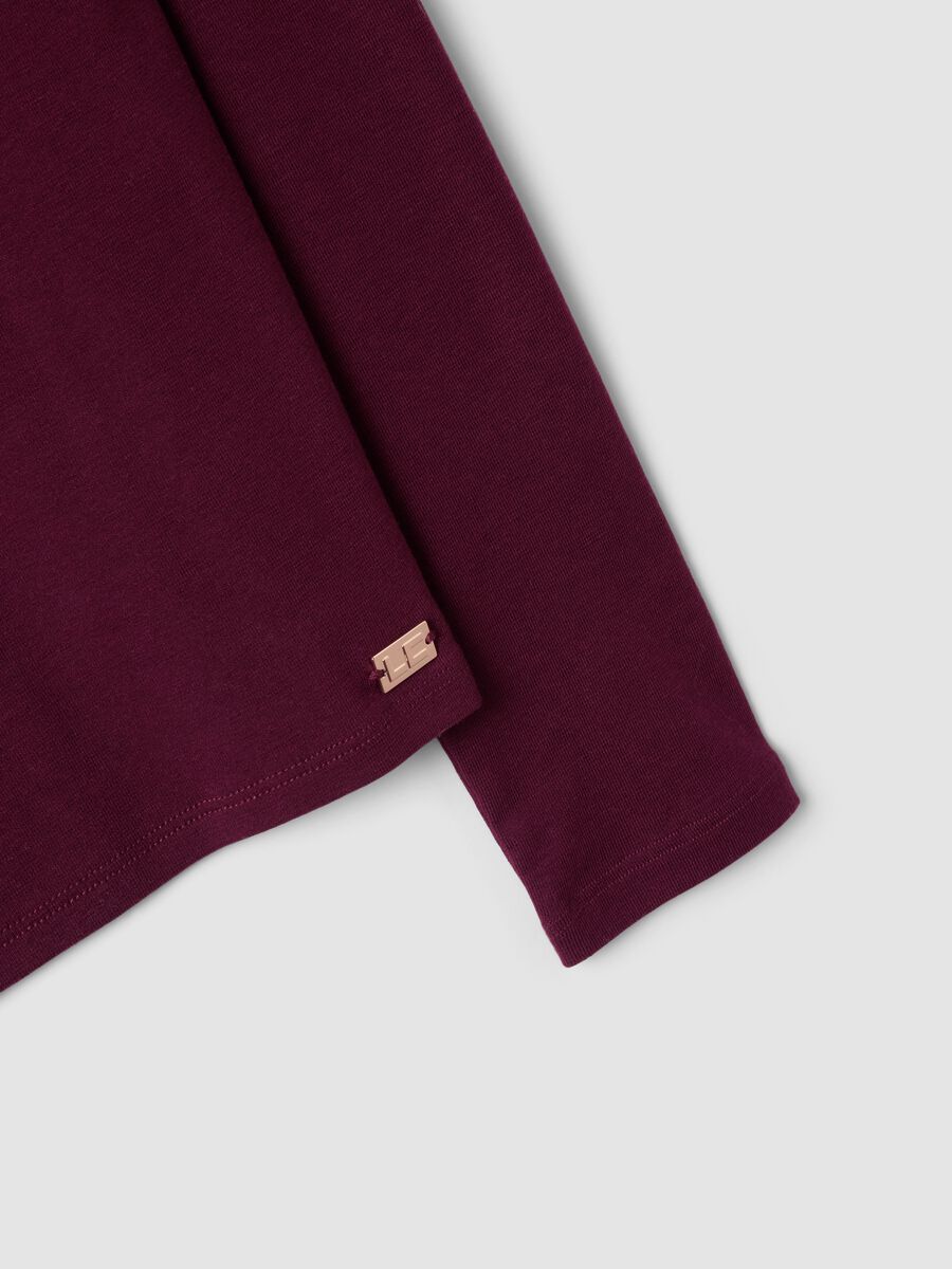 Purple lyocell and stretch wool mock-neck T-shirt, regular fit_5