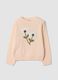 Pink crew-neck top with floral print_0