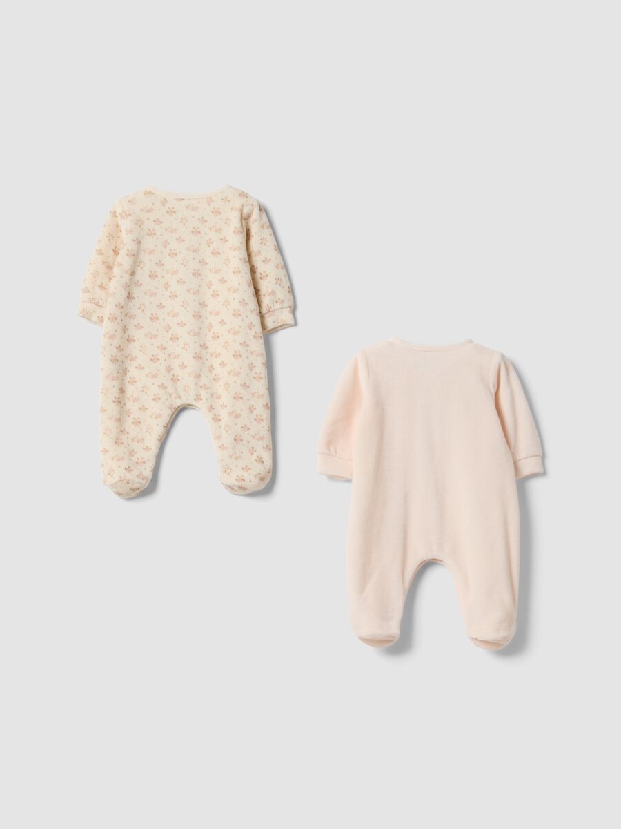 2-pack of pink cotton-blend baby girl sleepsuits with feet and print_1
