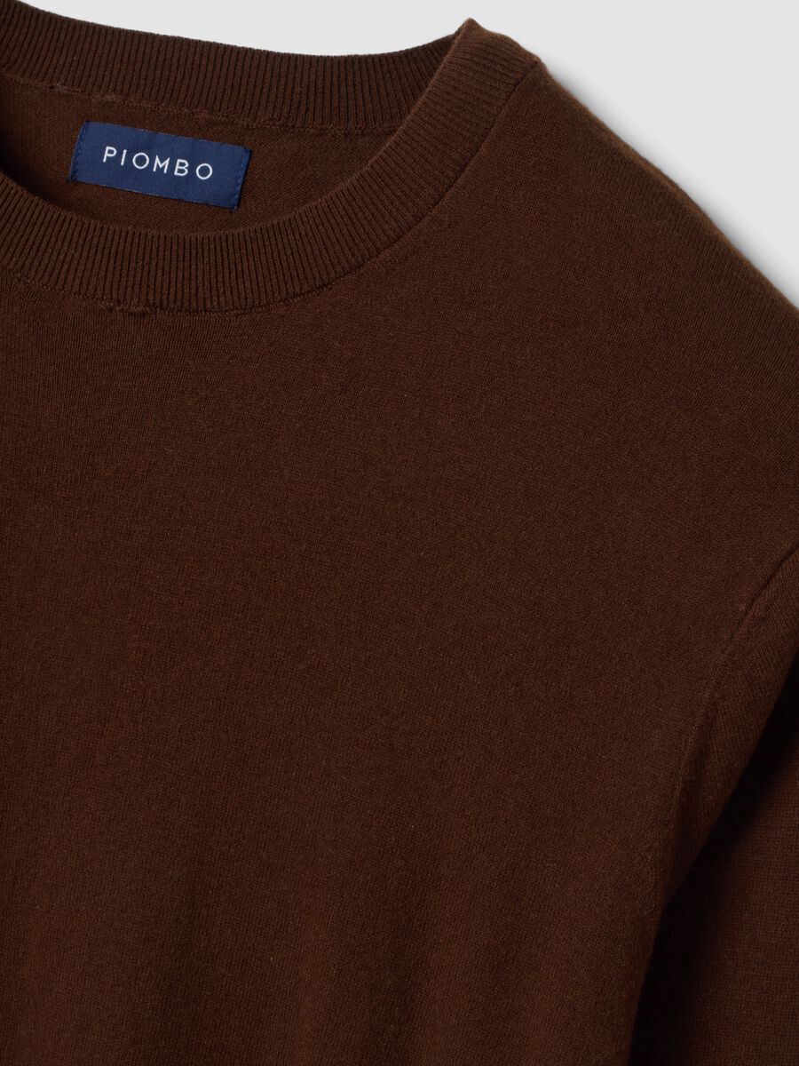 Brown crew-neck jumper in cotton and cashmere blend, regular fit_5