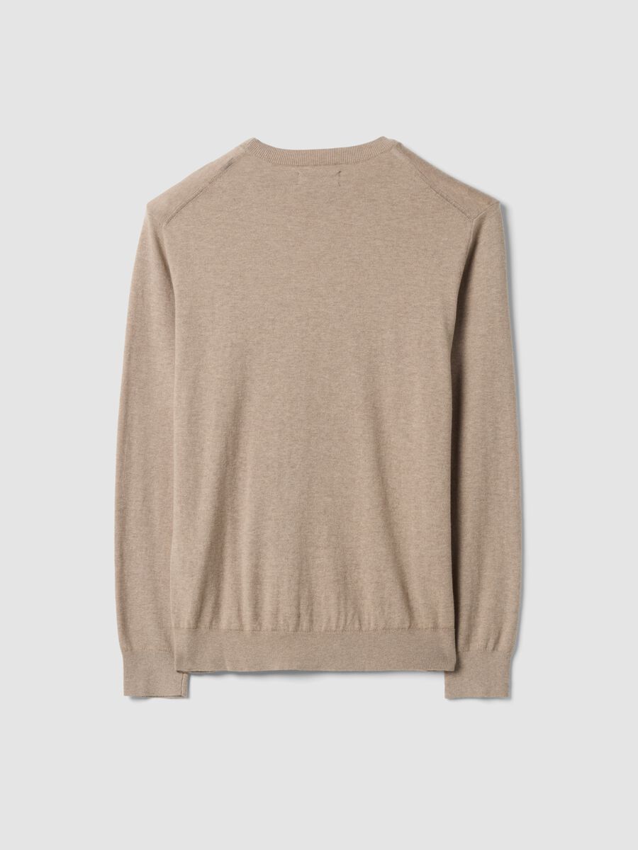 Beige crew-neck jumper in cotton and cashmere blend, regular fit_6