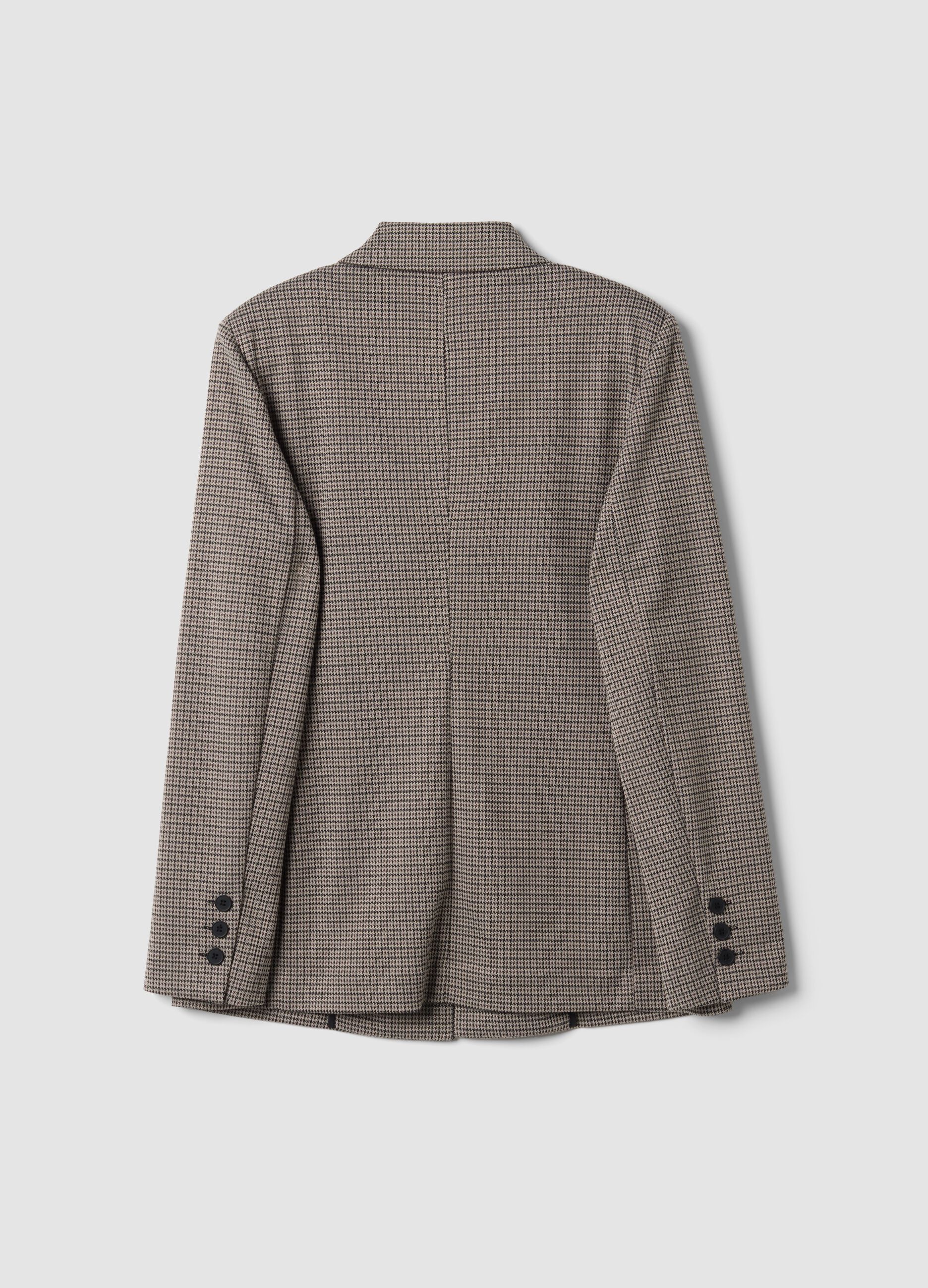 Blazer beige in viscosa elasticizzata a fantasia