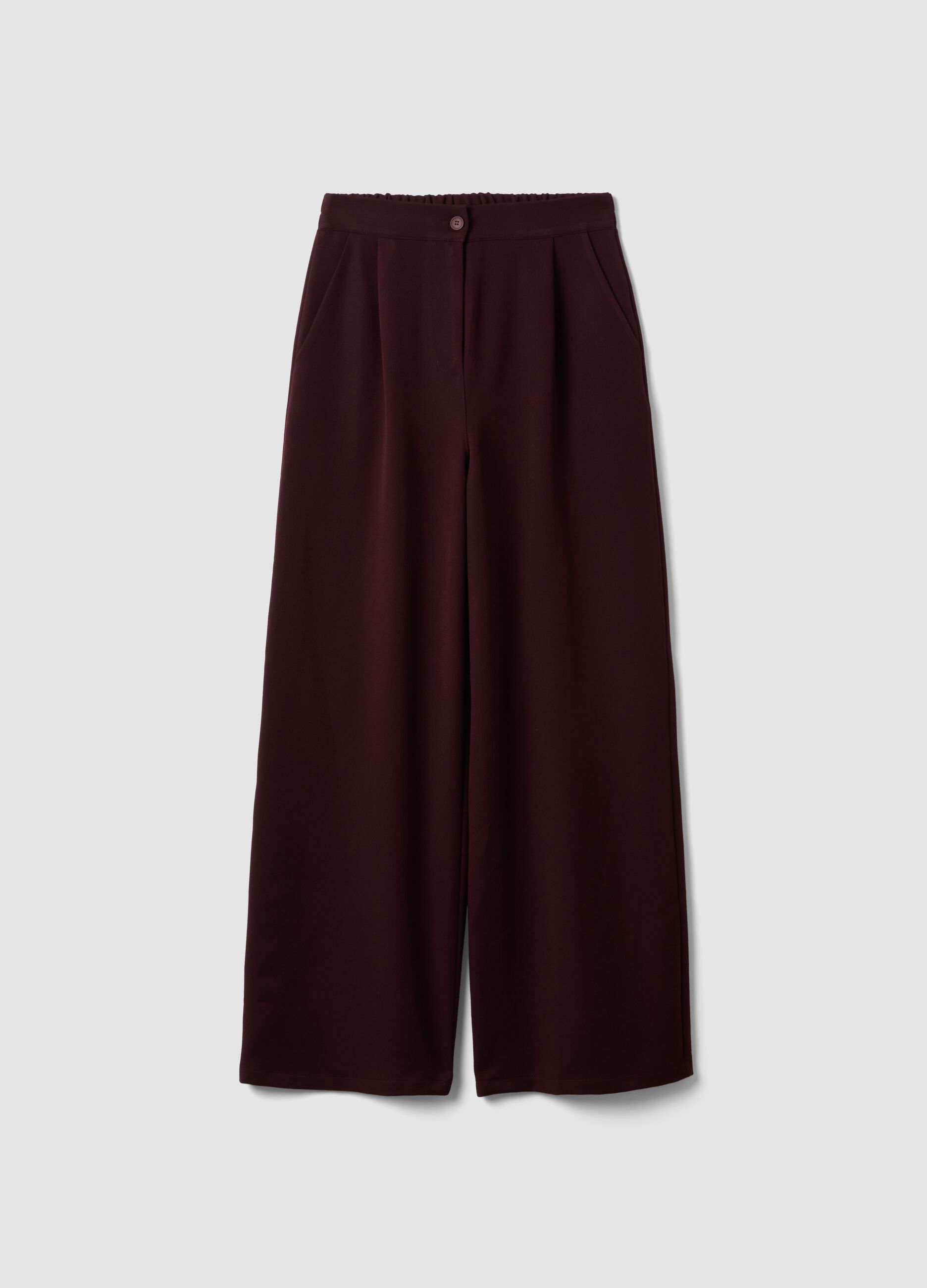 Red regular-fit stretch viscose-blend trousers