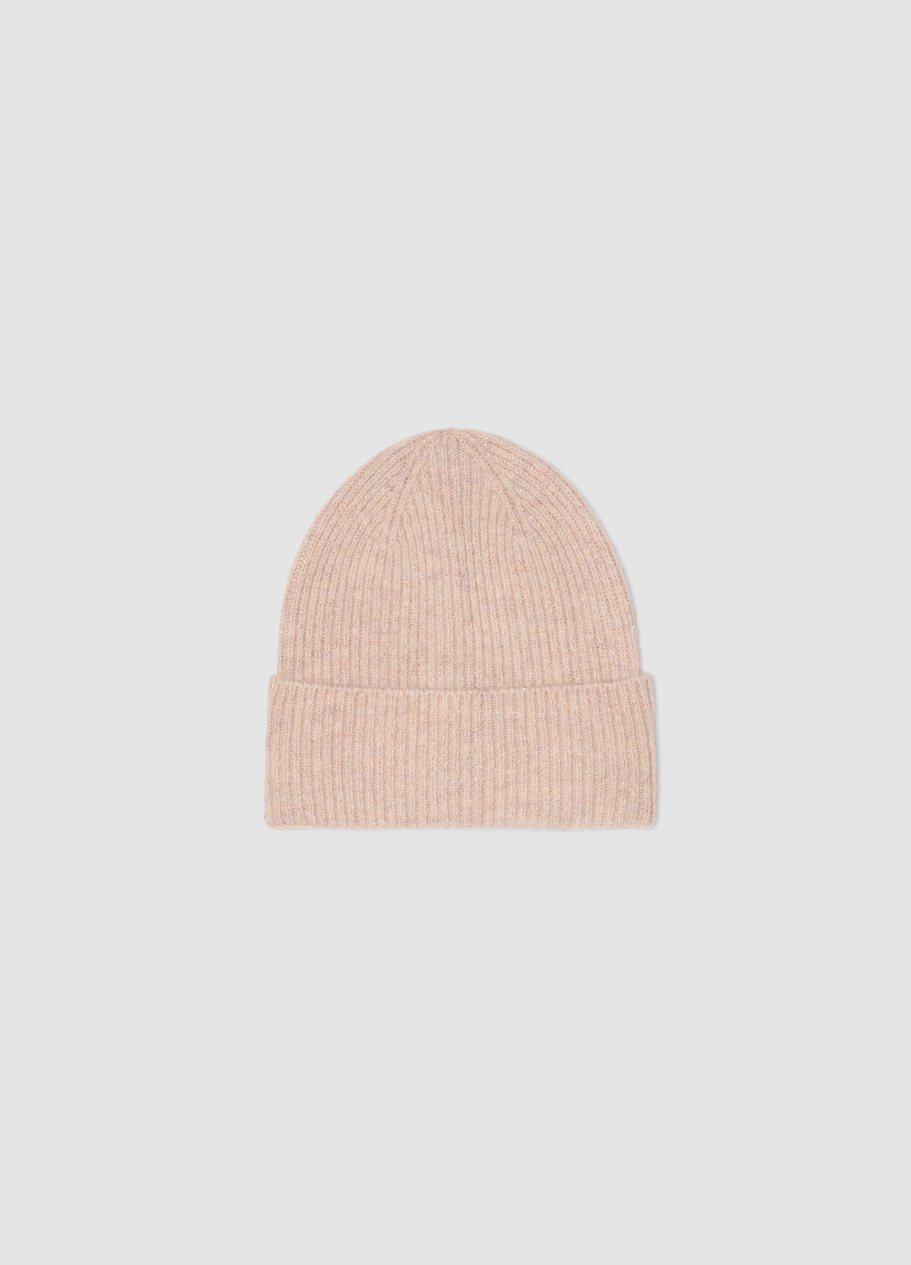 Pink ribbed stretch-wool beanie