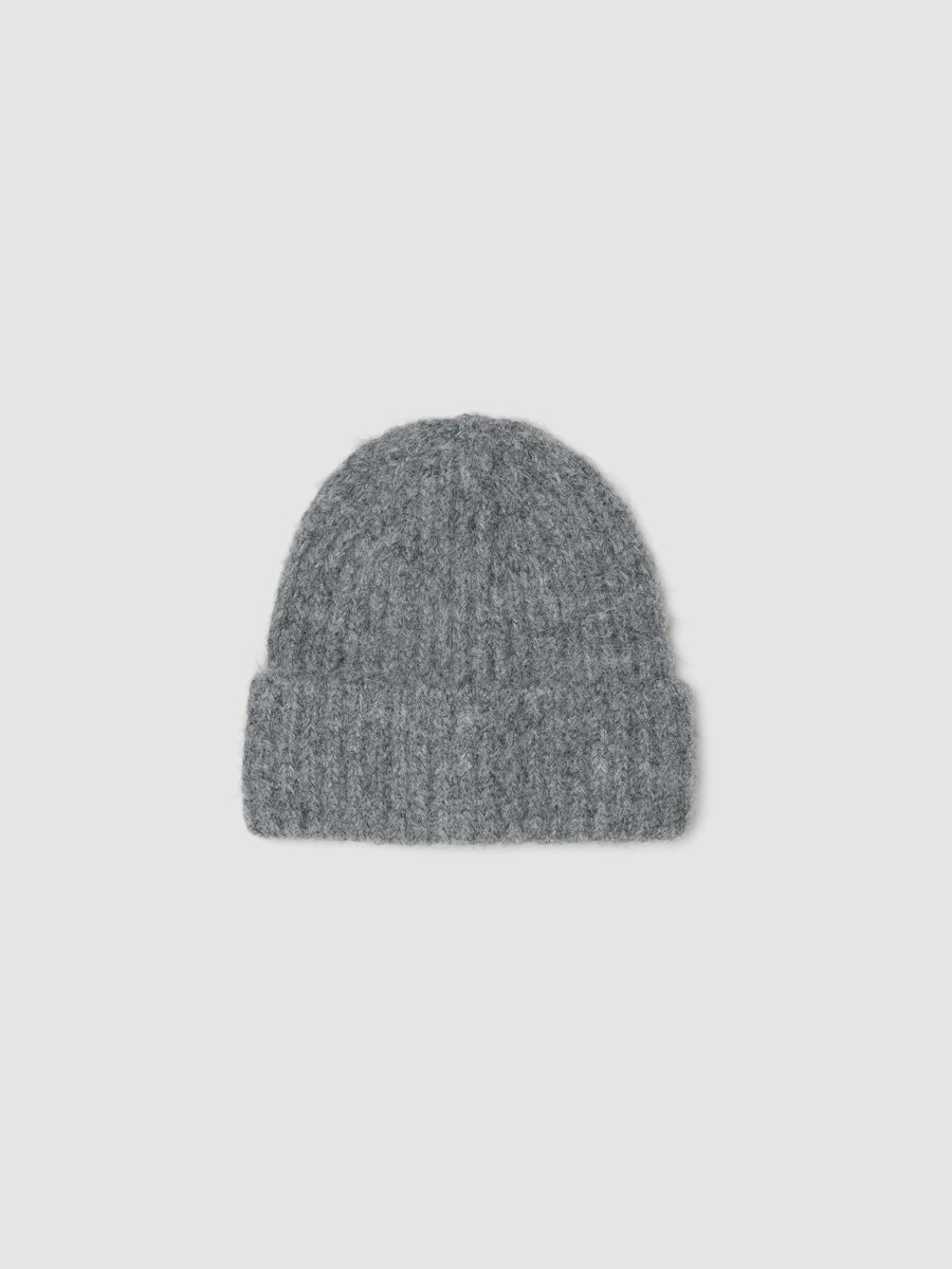 Grey ribbed stretch-wool hat_0