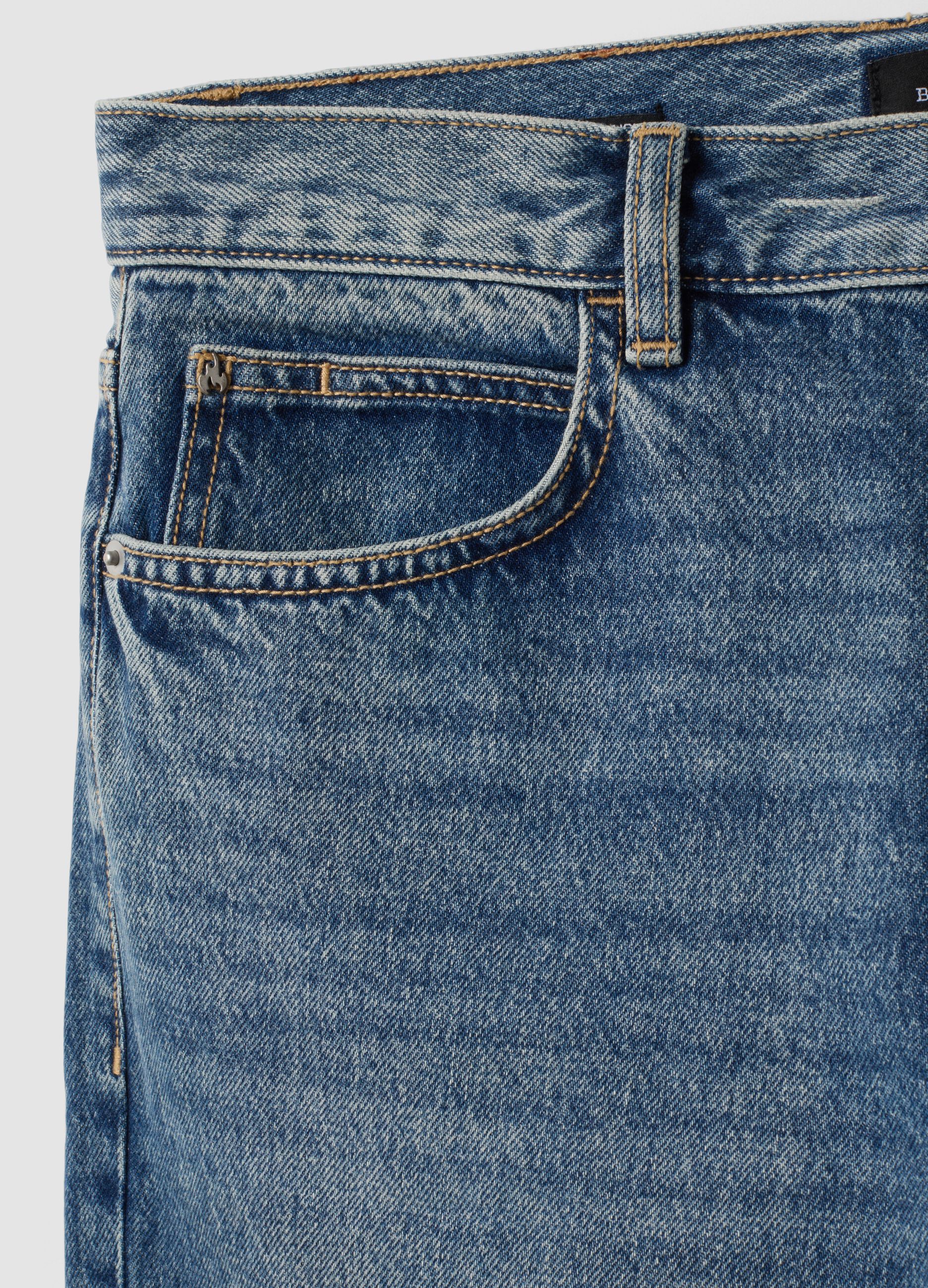 Blue denim jeans in pure cotton, loose fit