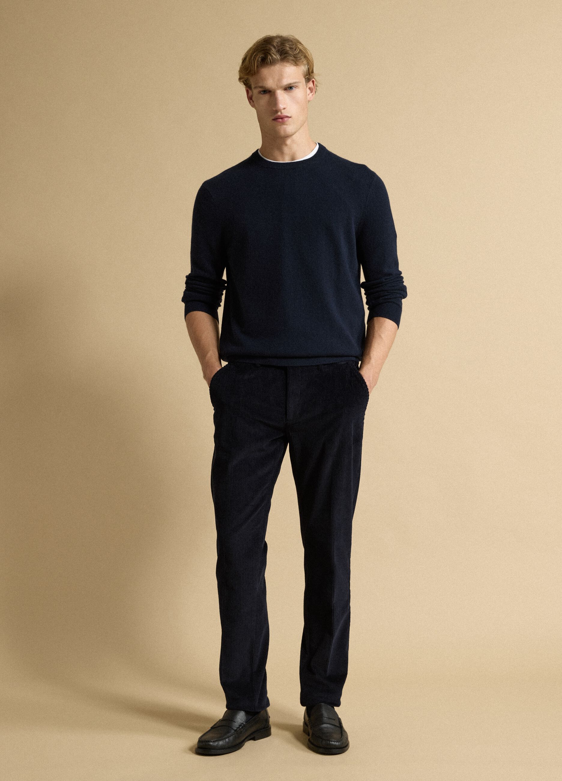 Blue pure cashmere regular-fit jumper