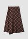 Brown checked stretch viscose skirt_2