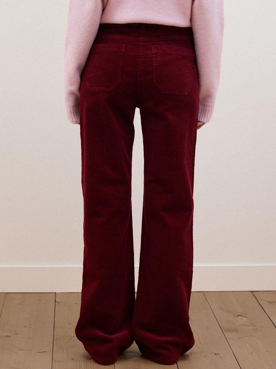 Red flared corduroy stretch-cotton trousers_2