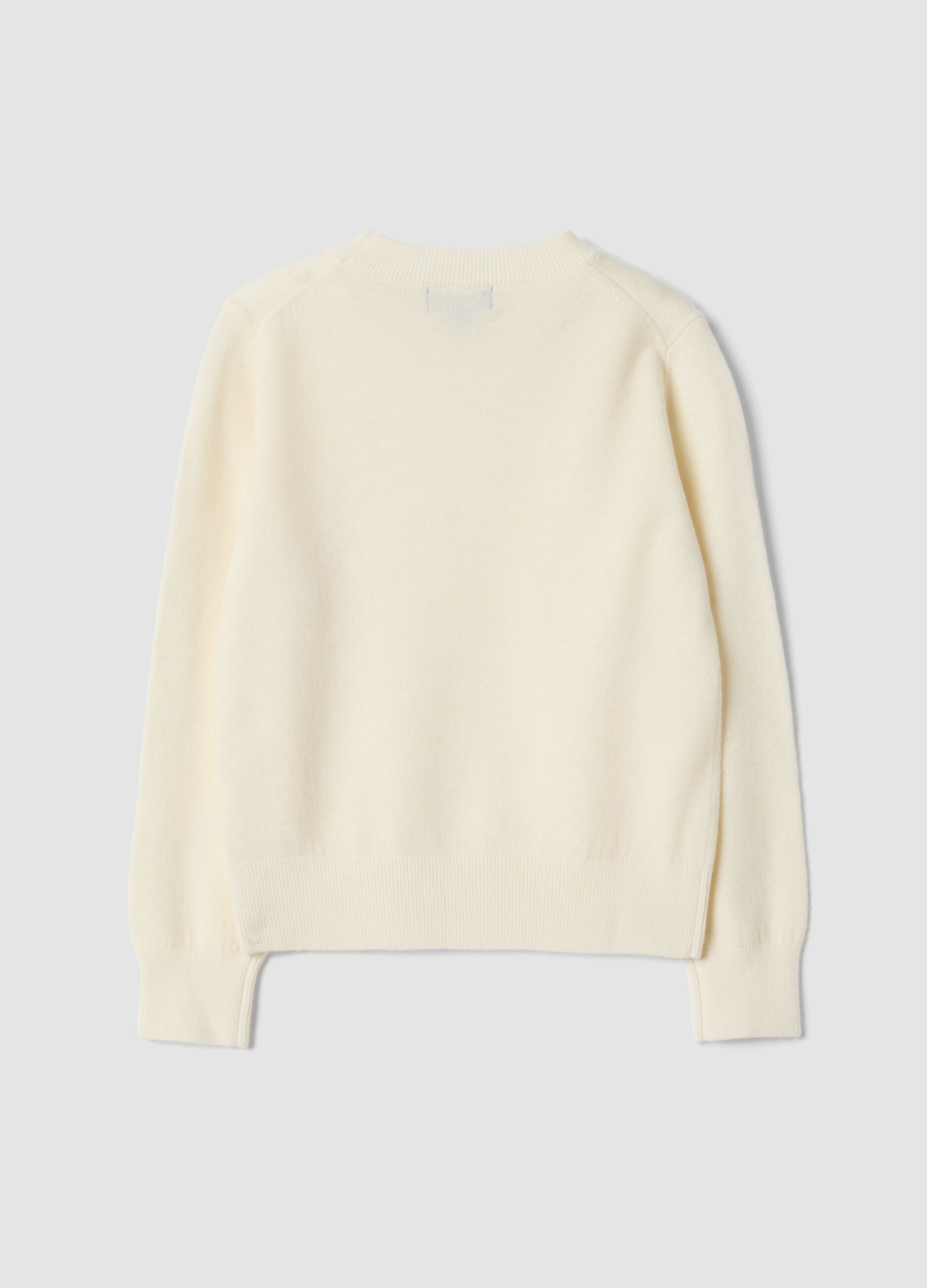 Maglione bianco in pura lana a maniche lunghe regular fit