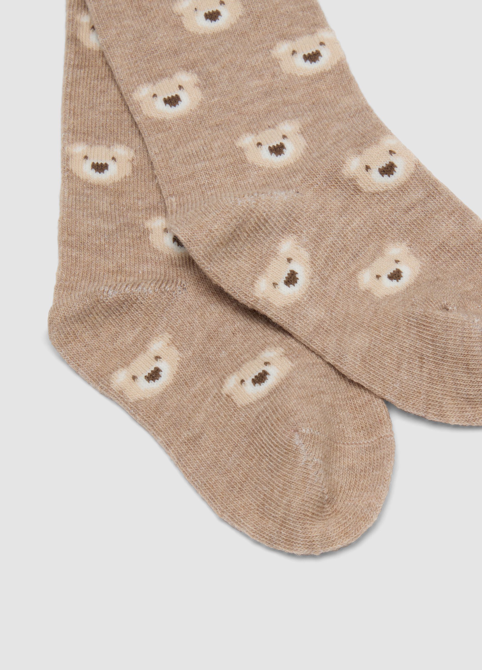 Tripack di calze lunghe beige in cotone organico elasticizzato