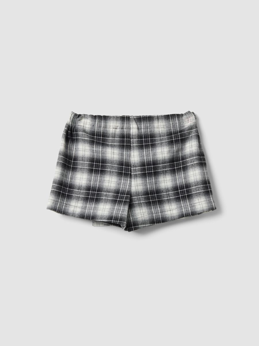 Gonna pantalone nera in viscosa elasticizzata a quadri_1