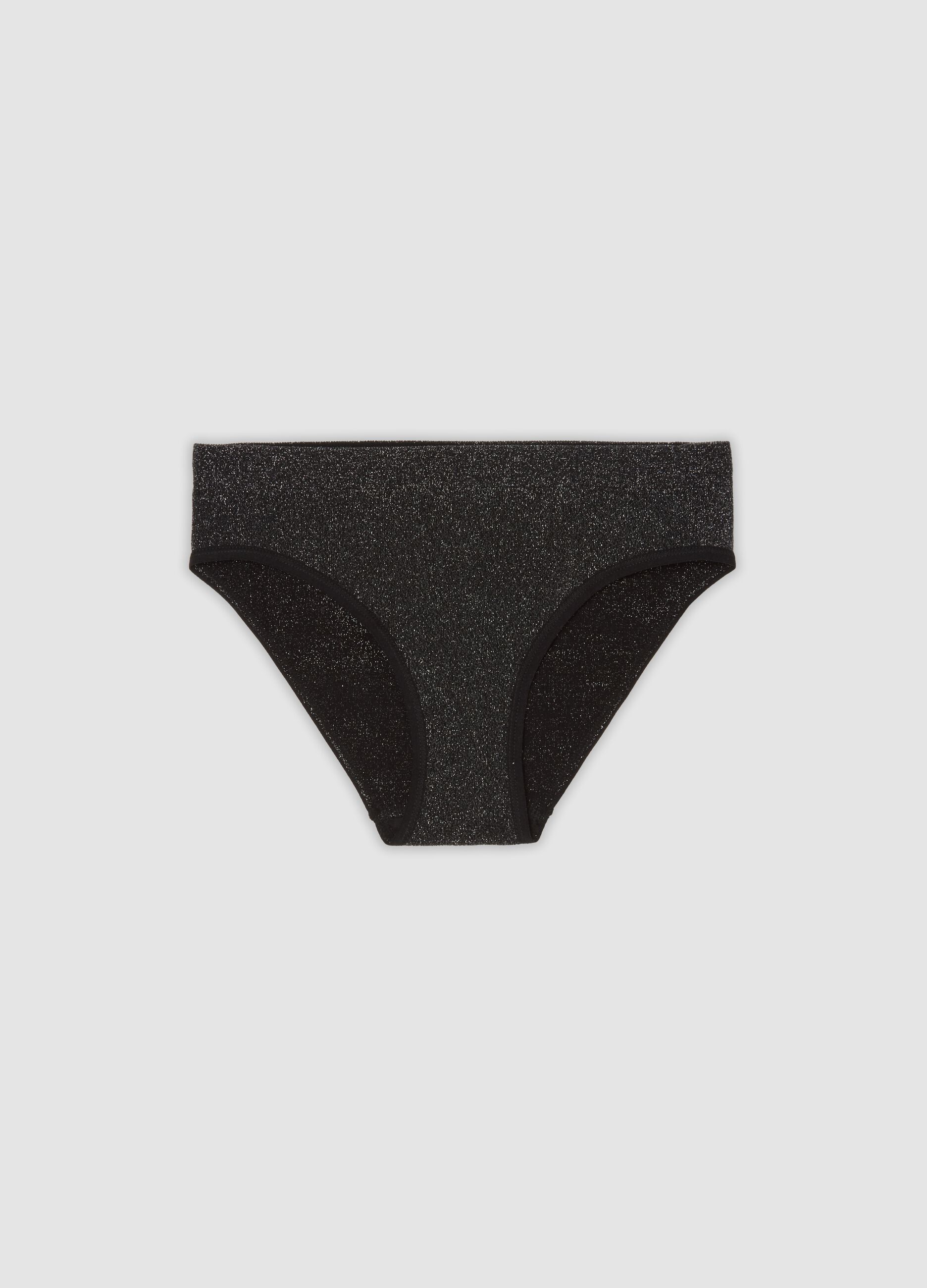 Black organic cotton regular-waist briefs with Lurex