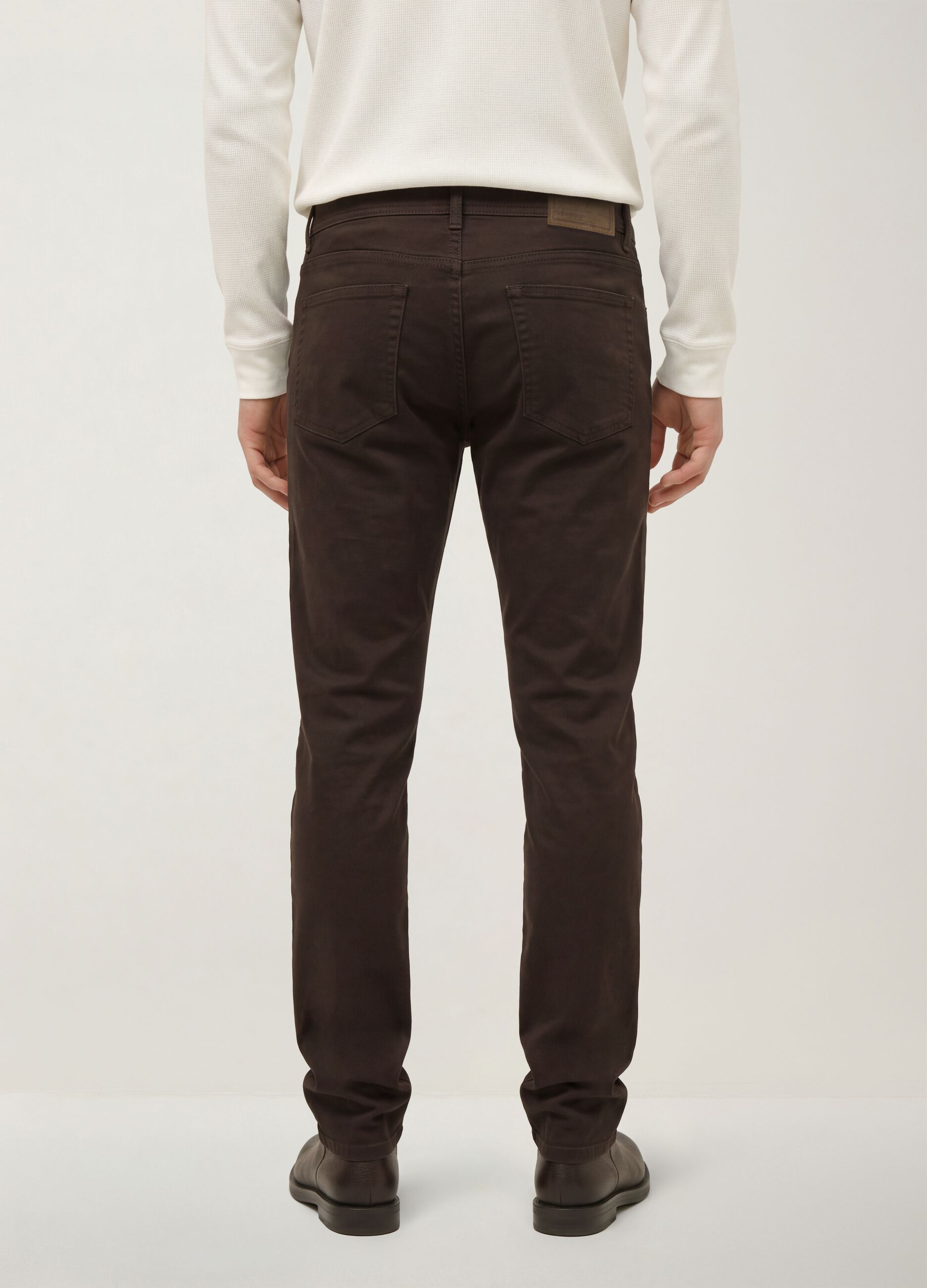 Brown slim-fit stretch cotton trousers