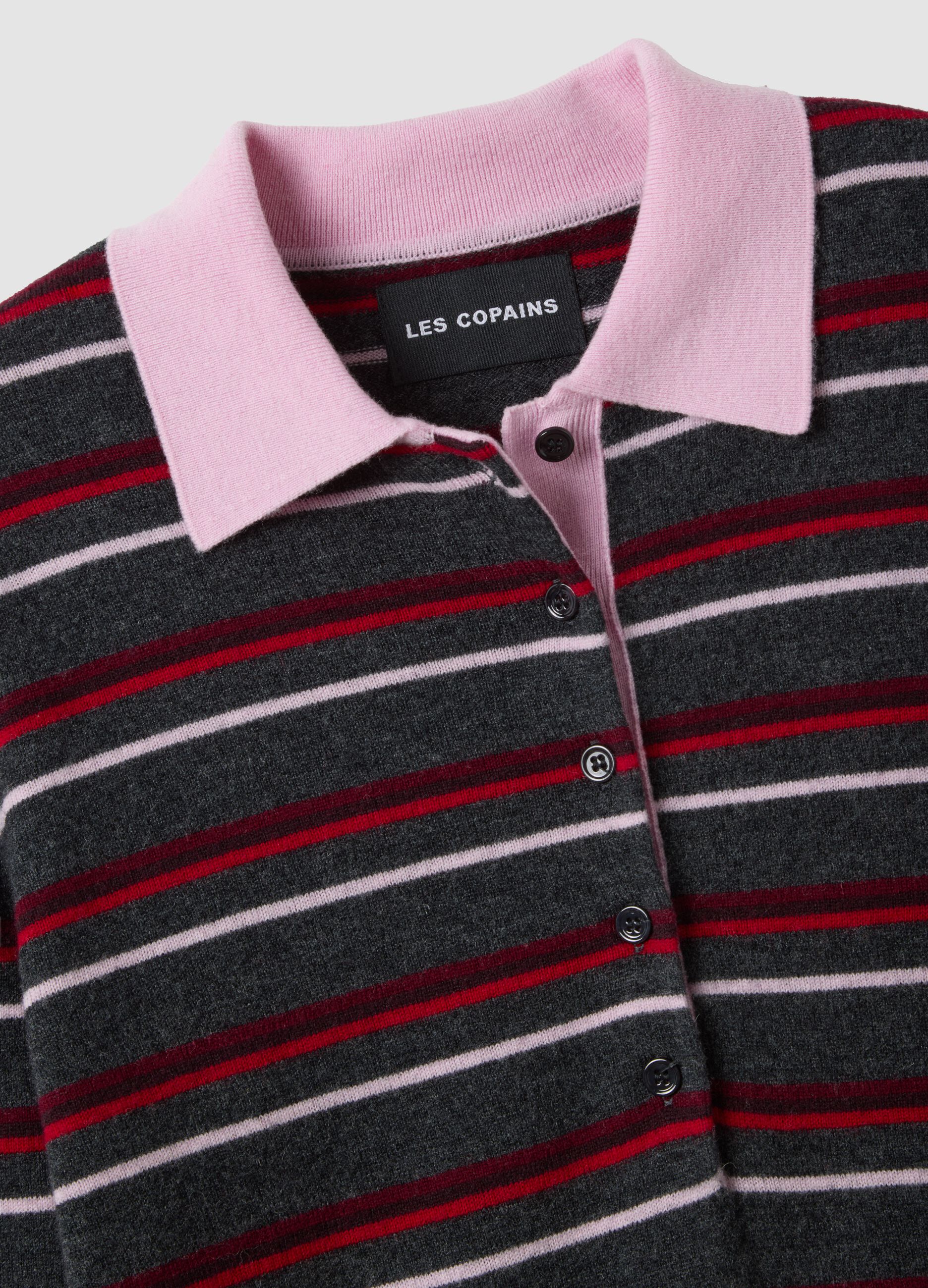 Maglia multicolor in pura lana con colletto polo fitted