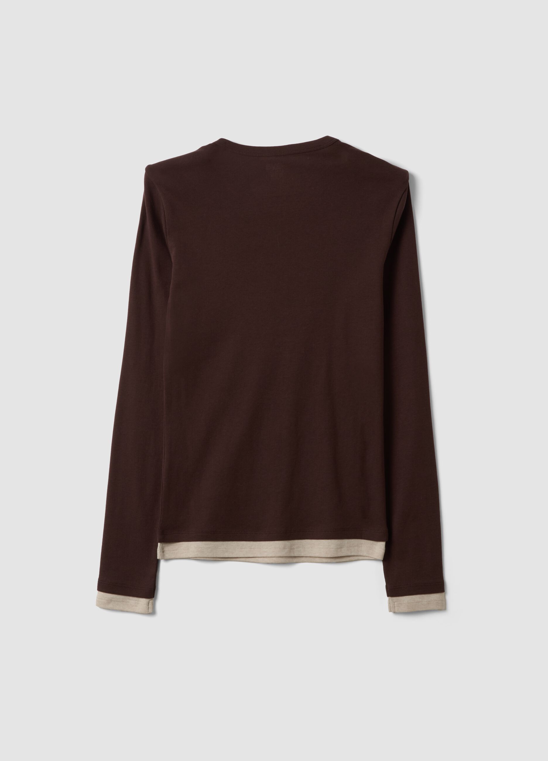 Brown cotton-blend crew-neck T-shirt