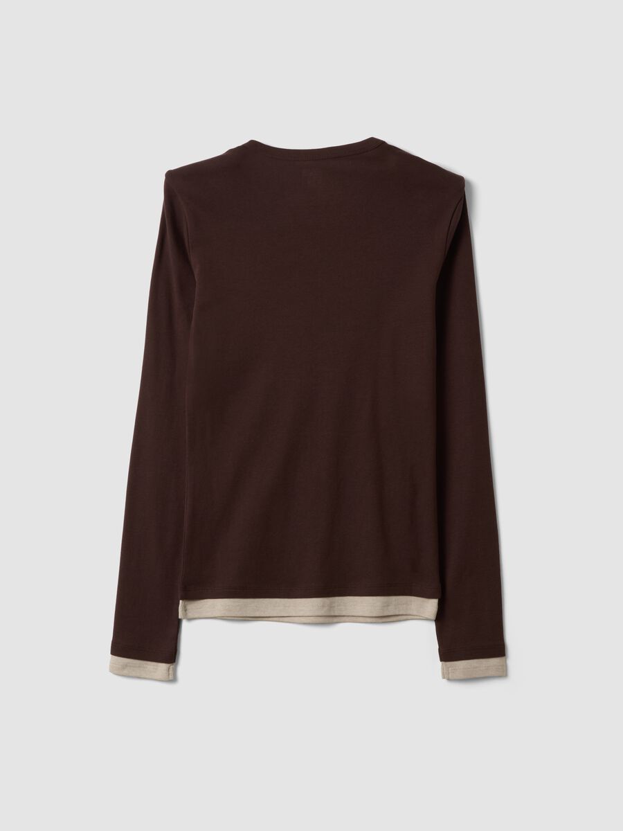 Brown cotton-blend crew-neck T-shirt_5