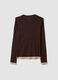 Brown cotton-blend crew-neck T-shirt_5