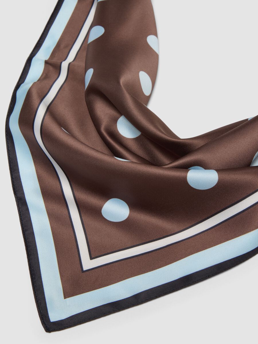 Brown polka-dot scarf with contrast border_2