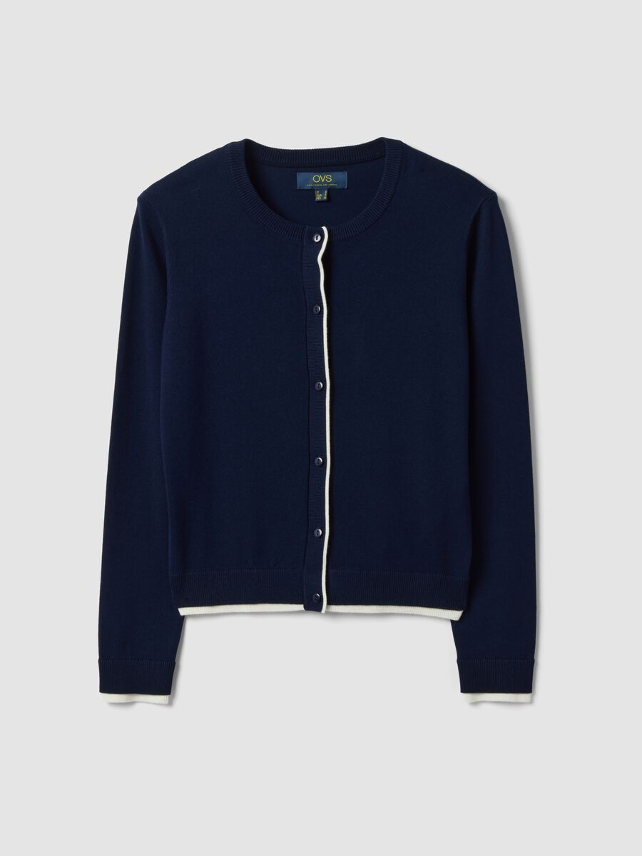 Blue viscose-blend cardigan in plain knit_4