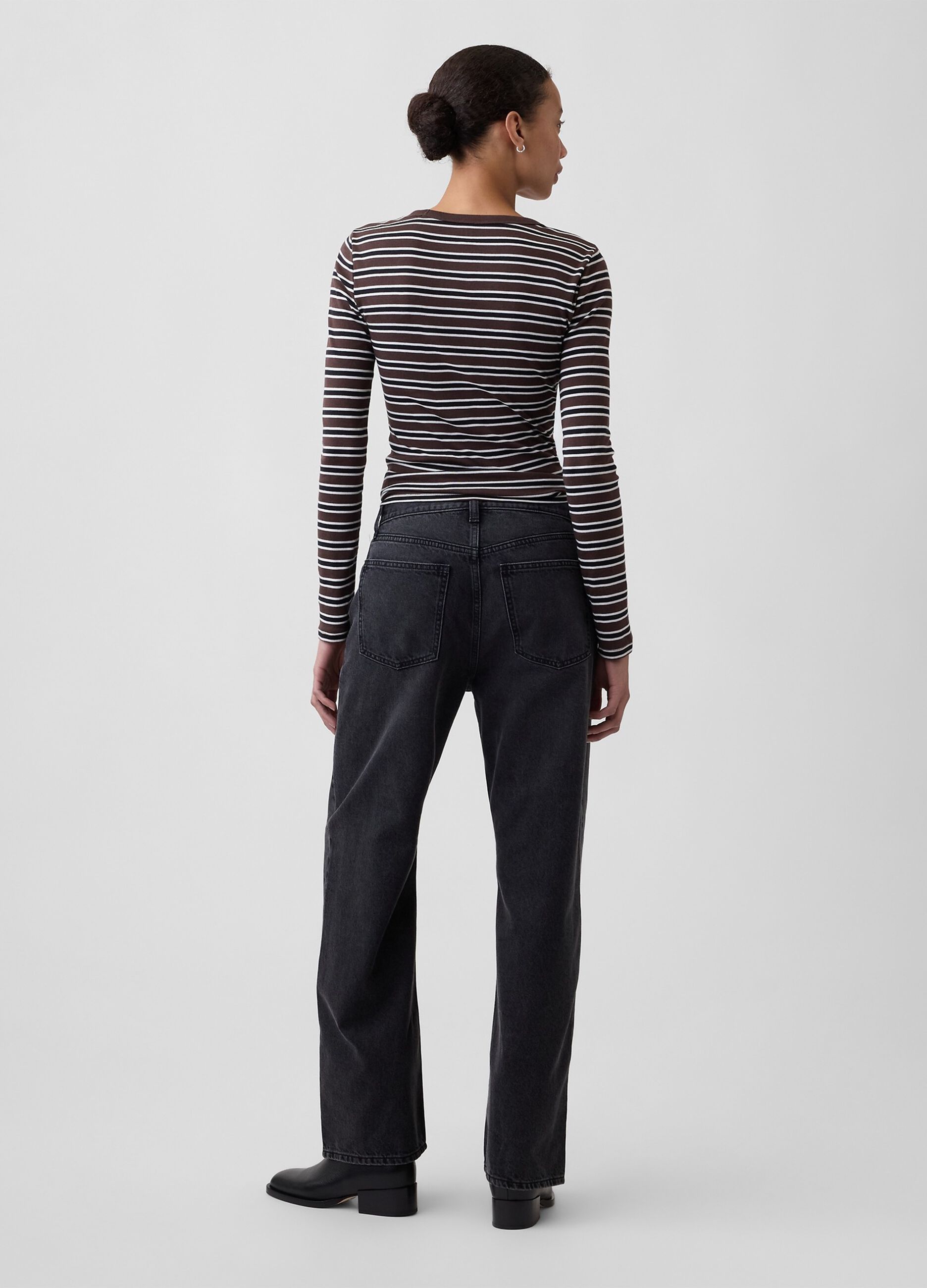 Black straight-leg pure cotton jeans (oversized fit)
