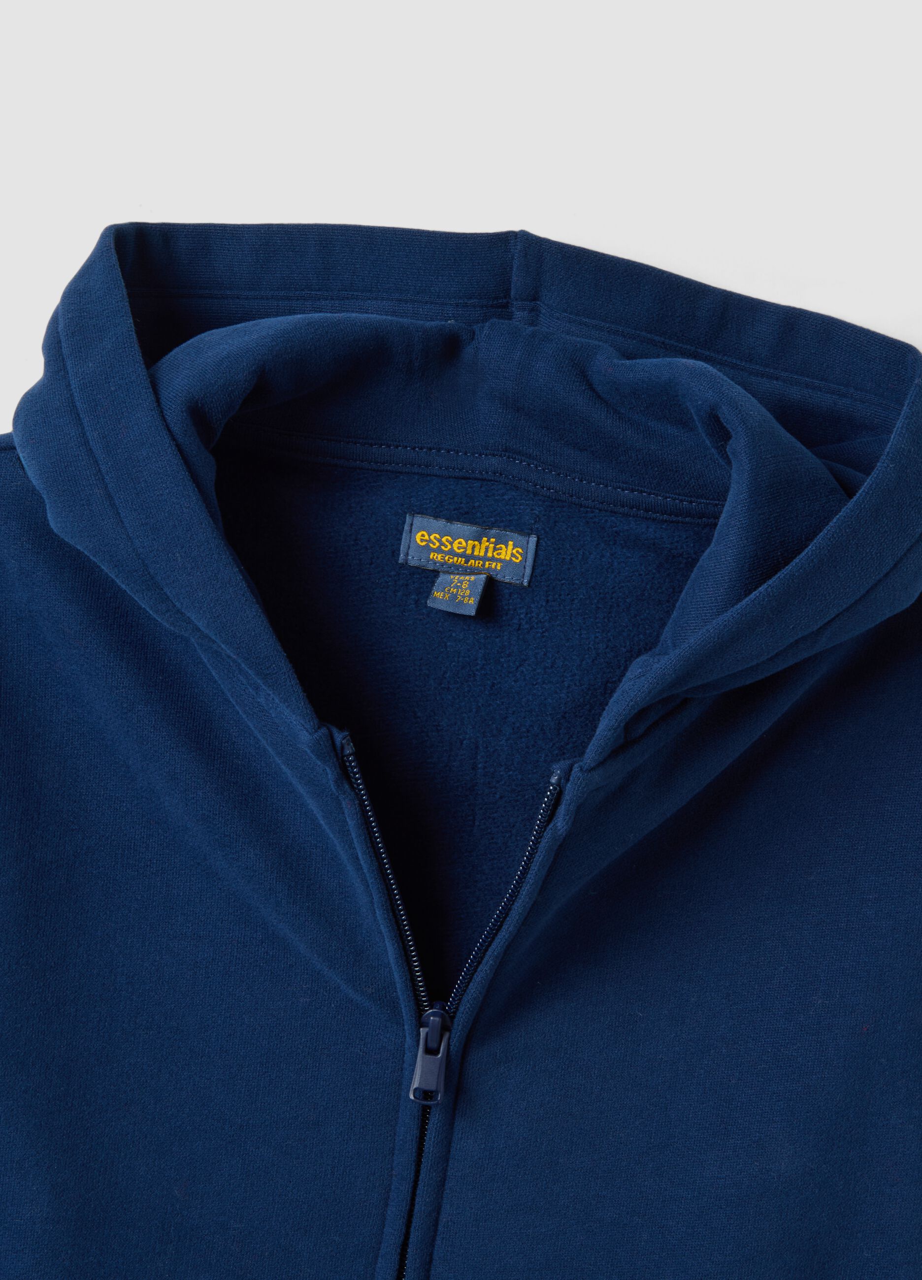 Felpa blu navy in puro cotone organico con girocollo
