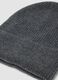 Dark grey ribbed pure cashmere beanie_1