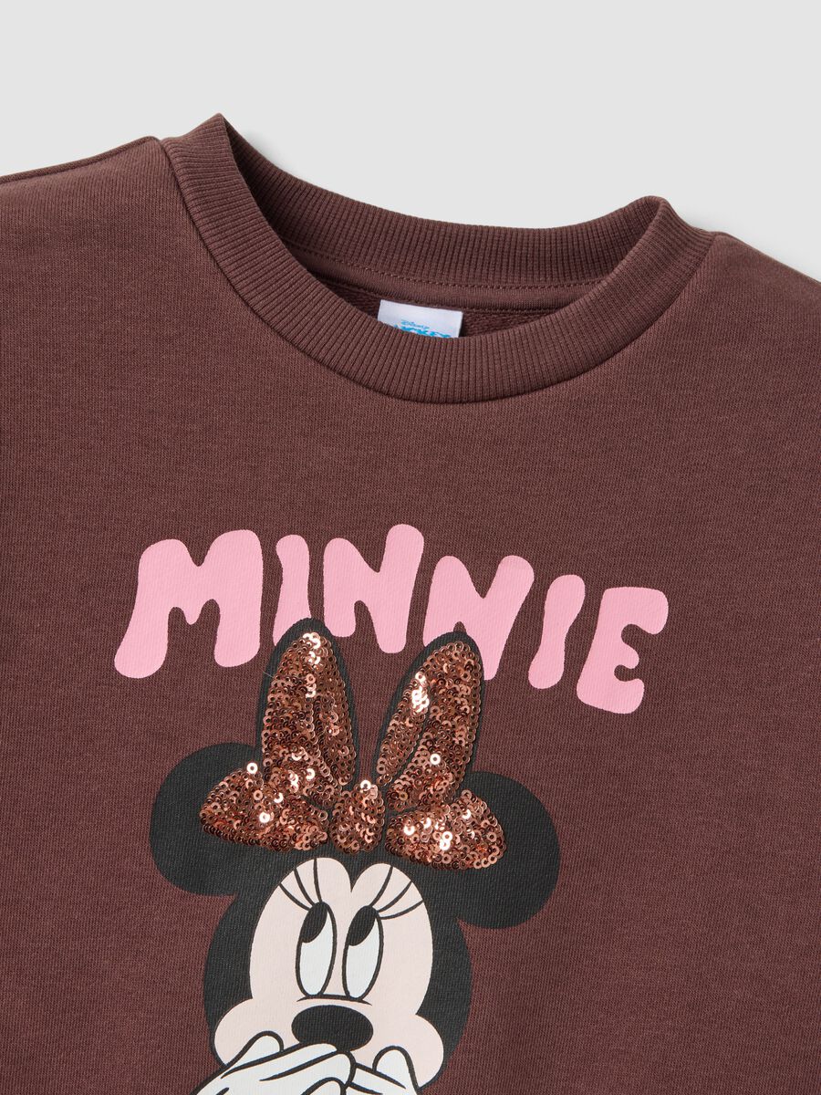 Brown crew-neck cotton-blend Minnie print dress_3