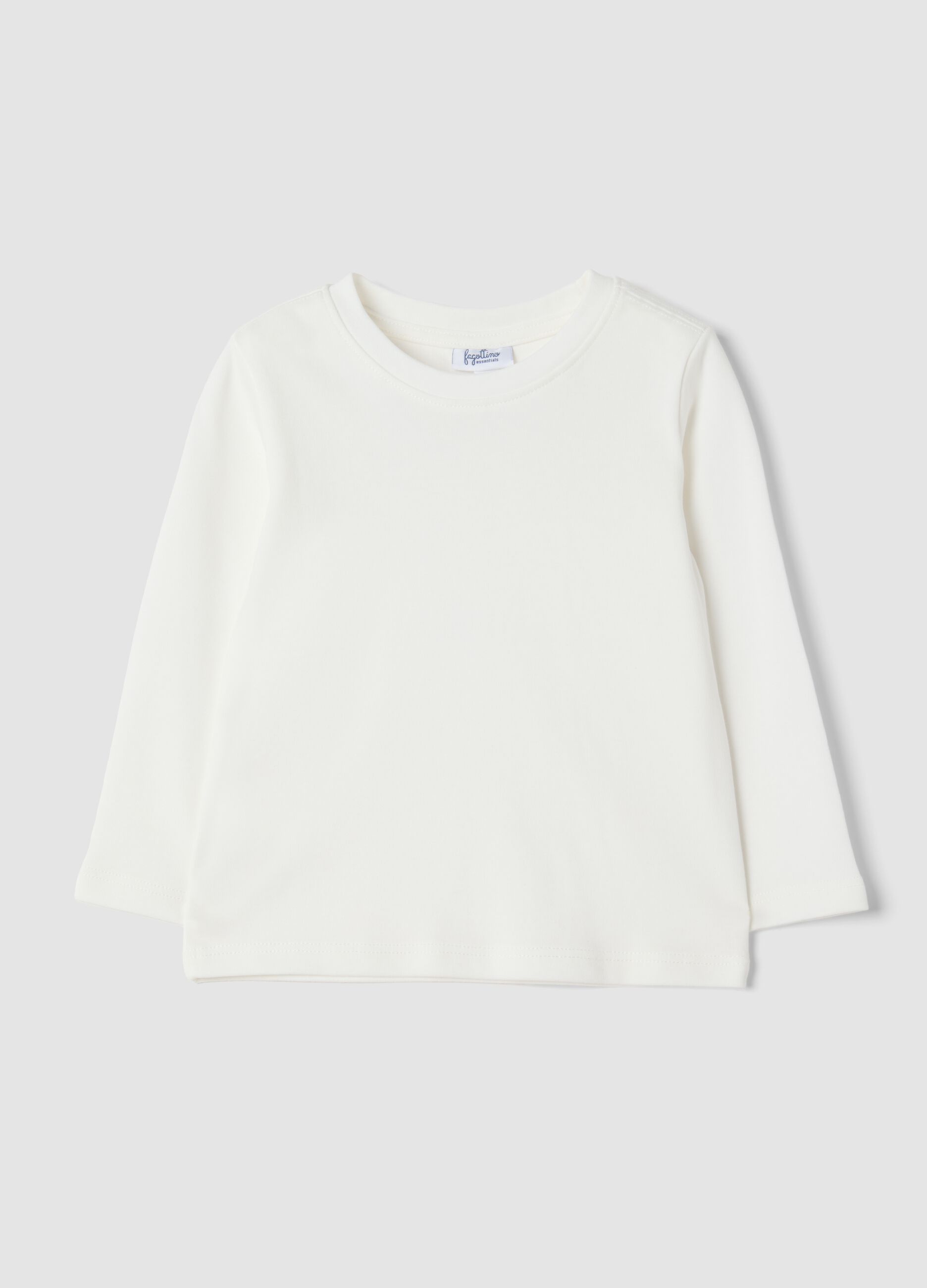 White crew-neck T-shirt in pure organic cotton