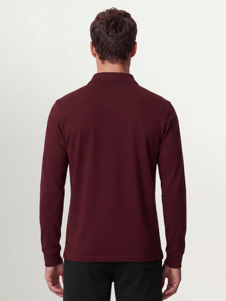 Men&rsquo;s red long-sleeve organic cotton piqu&eacute; polo shirt, regular fit_3